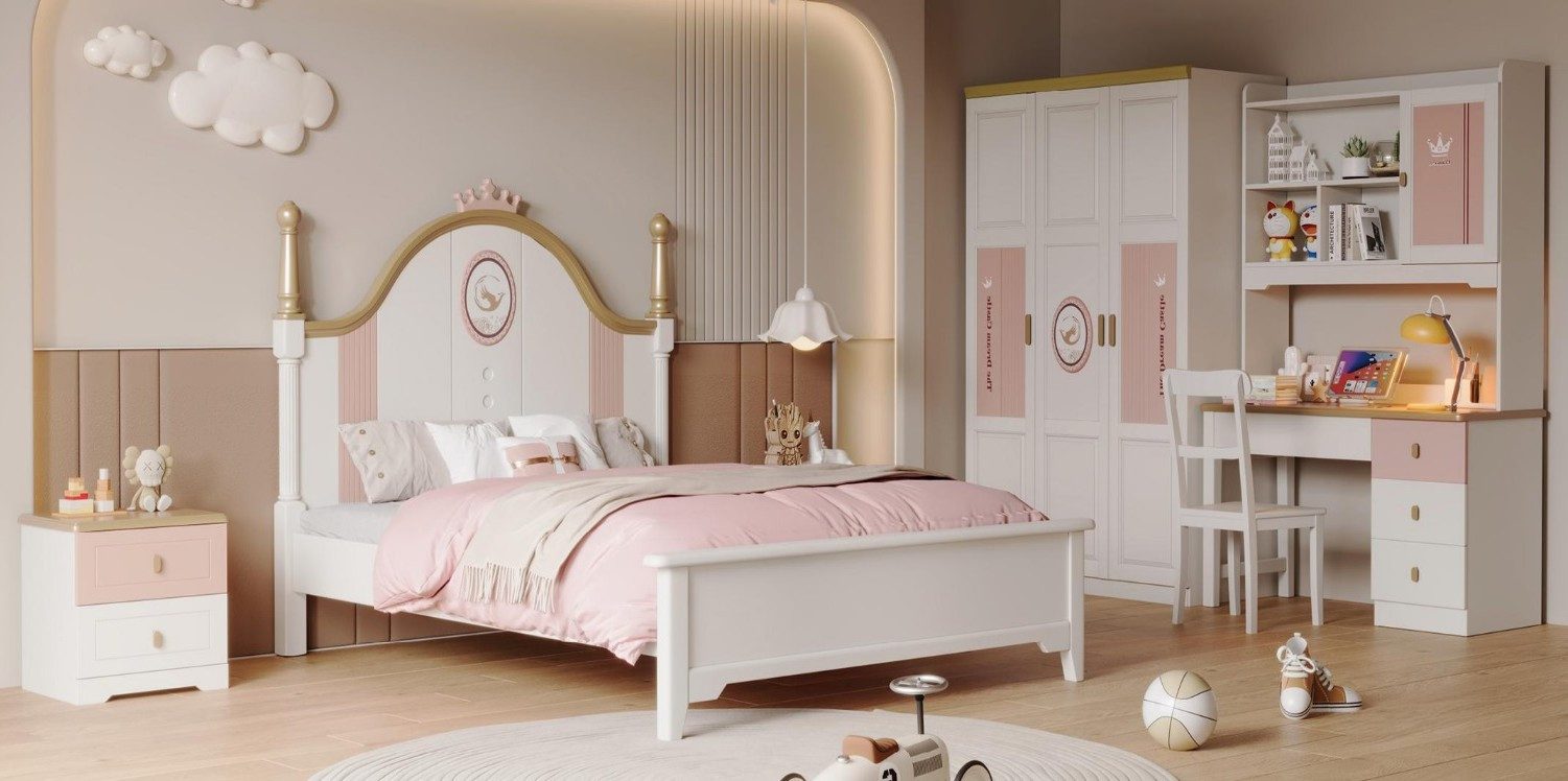 Xlmoebel Jugendzimmer-Set XLMOEBEL Kinderzimmer Set aus hochwertigem Holz in elegantem Design, (6-tlg), Made in Europa