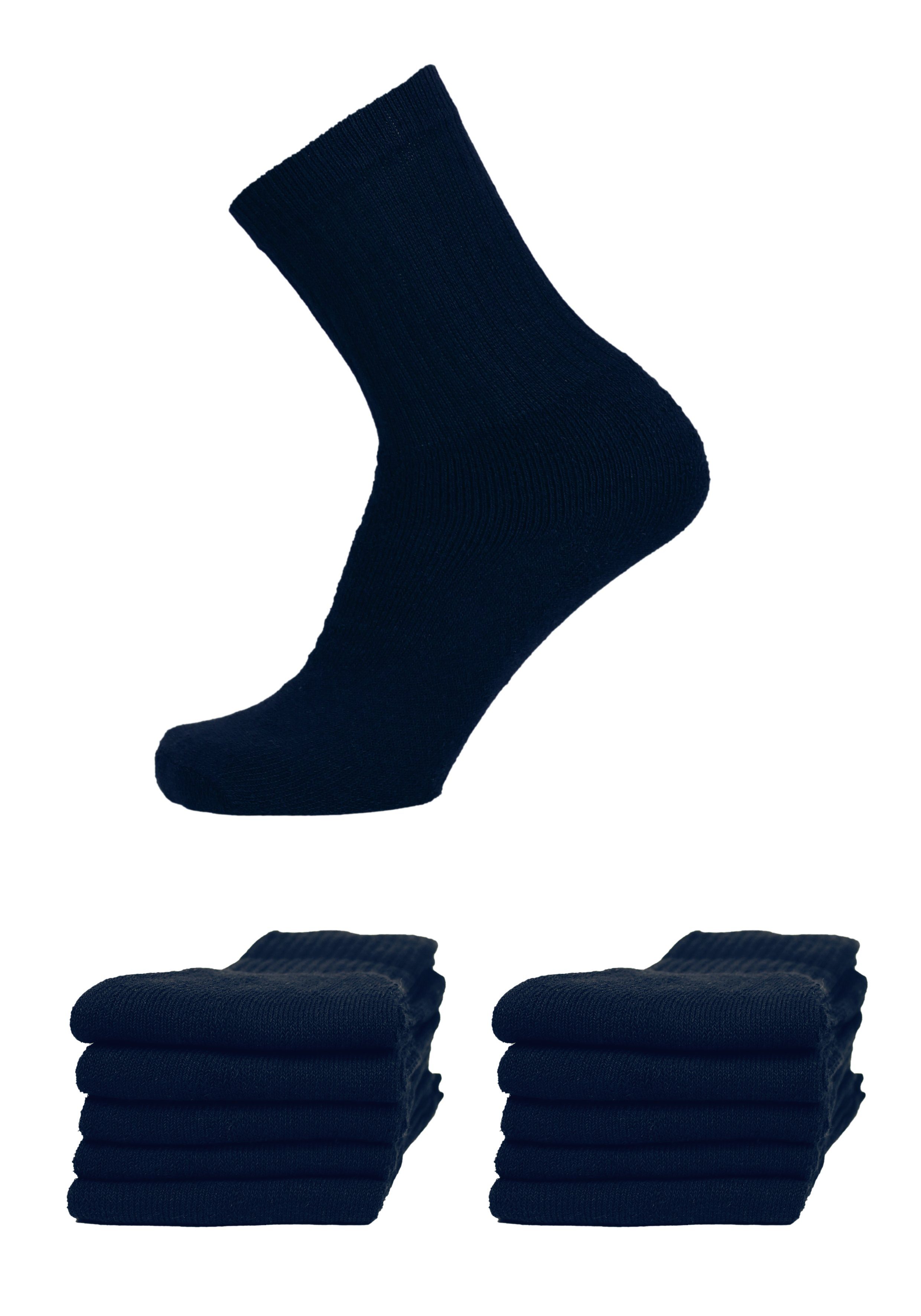Rogo Socken Arbeitssocken Tennis (10-Paar) in schlichtem Design dunkelblau