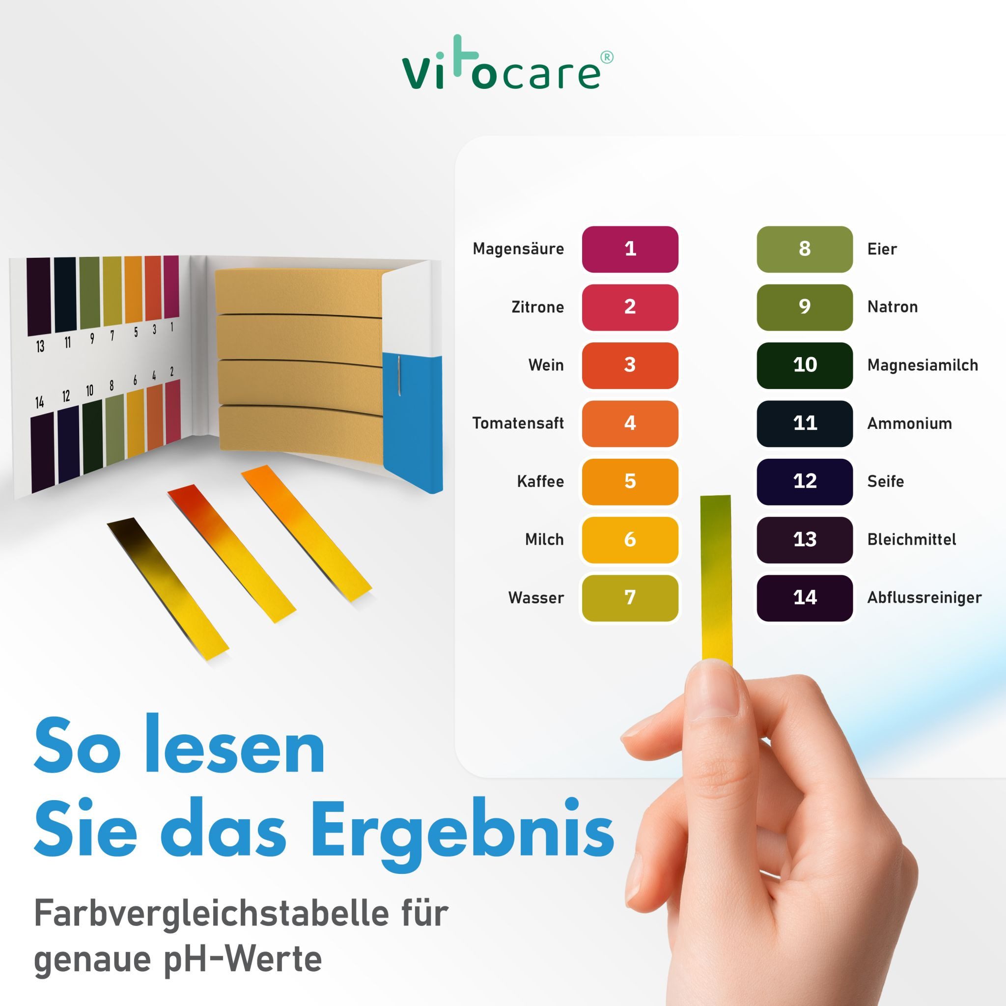 Vitocare Trinkwassertest pH-Lackmus-Teststreifen (100 Stk) – Säure-Basen-Wert präzise messen – Bild 5 von 5