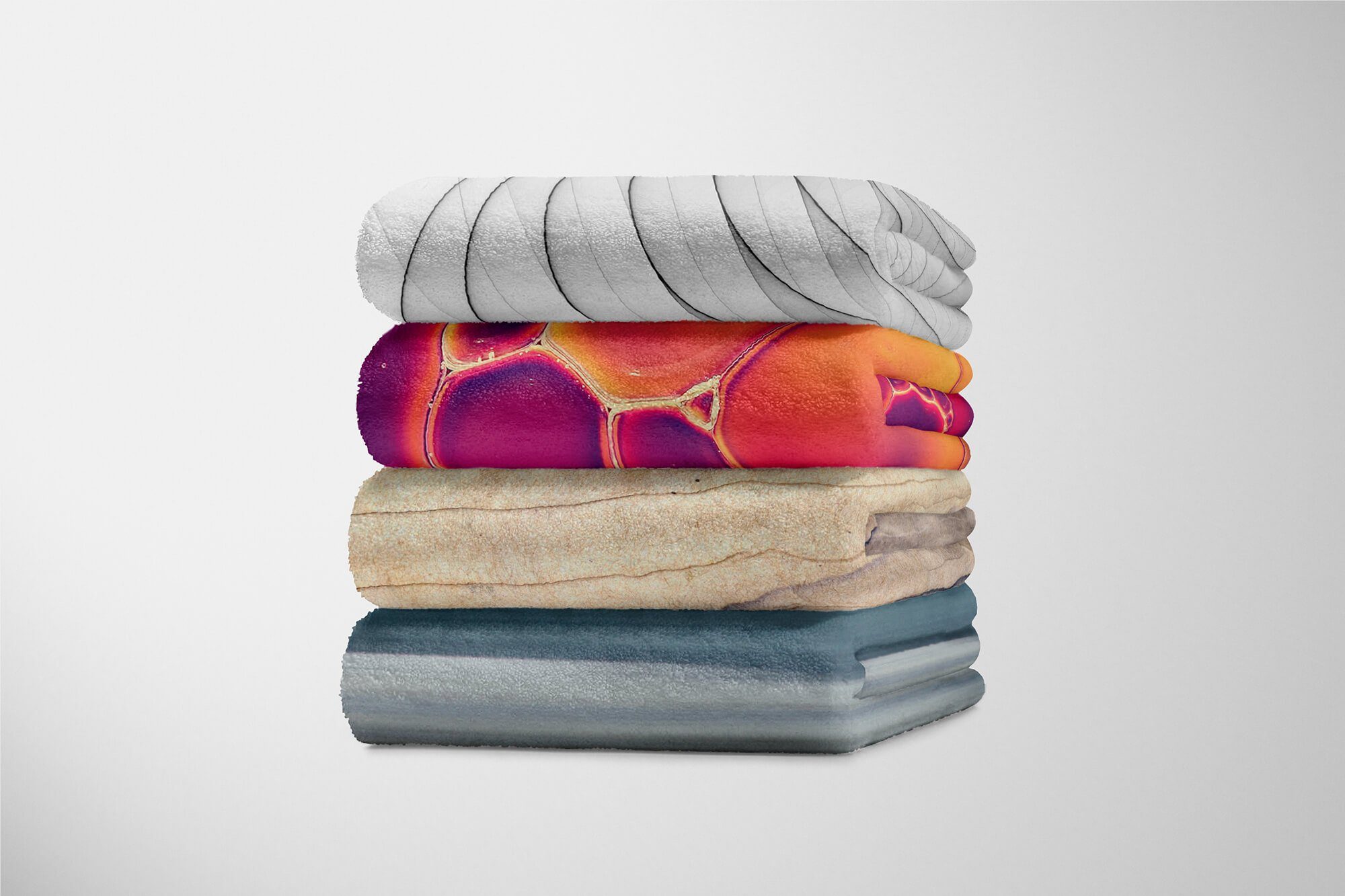 Handtuch mit Strandhandtuch (1-St), Schichten Abstrakte Baumwolle-Polyester-Mix Saunatuch Handtücher Kunstvol, Fotomotiv Handtuch Kuscheldecke Sinus Art