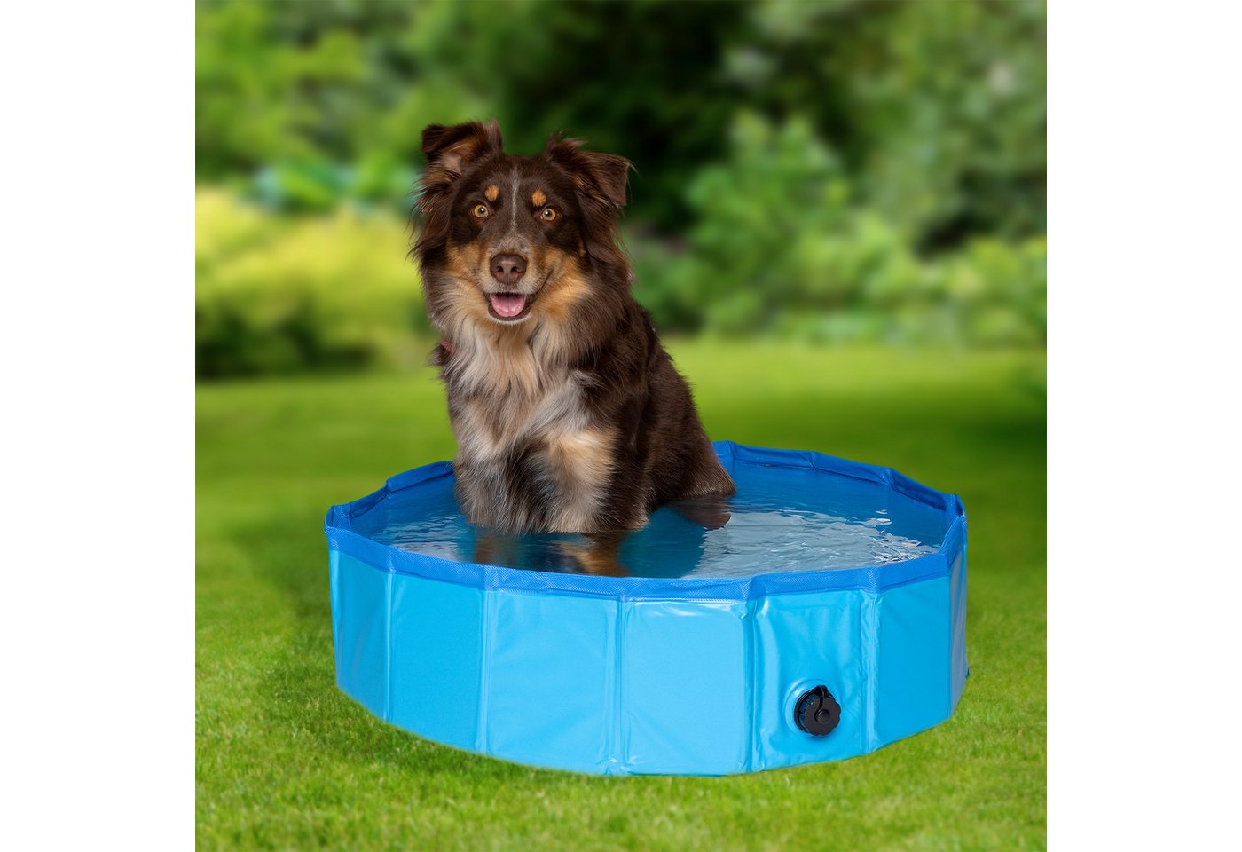 Thumbnail - steinwohn Hundepool Ø 80cm faltbare Hundebadewanne, PVC Planschbecken für Hunde, Fassungsvermögen 100 Liter, Rautenstruk...