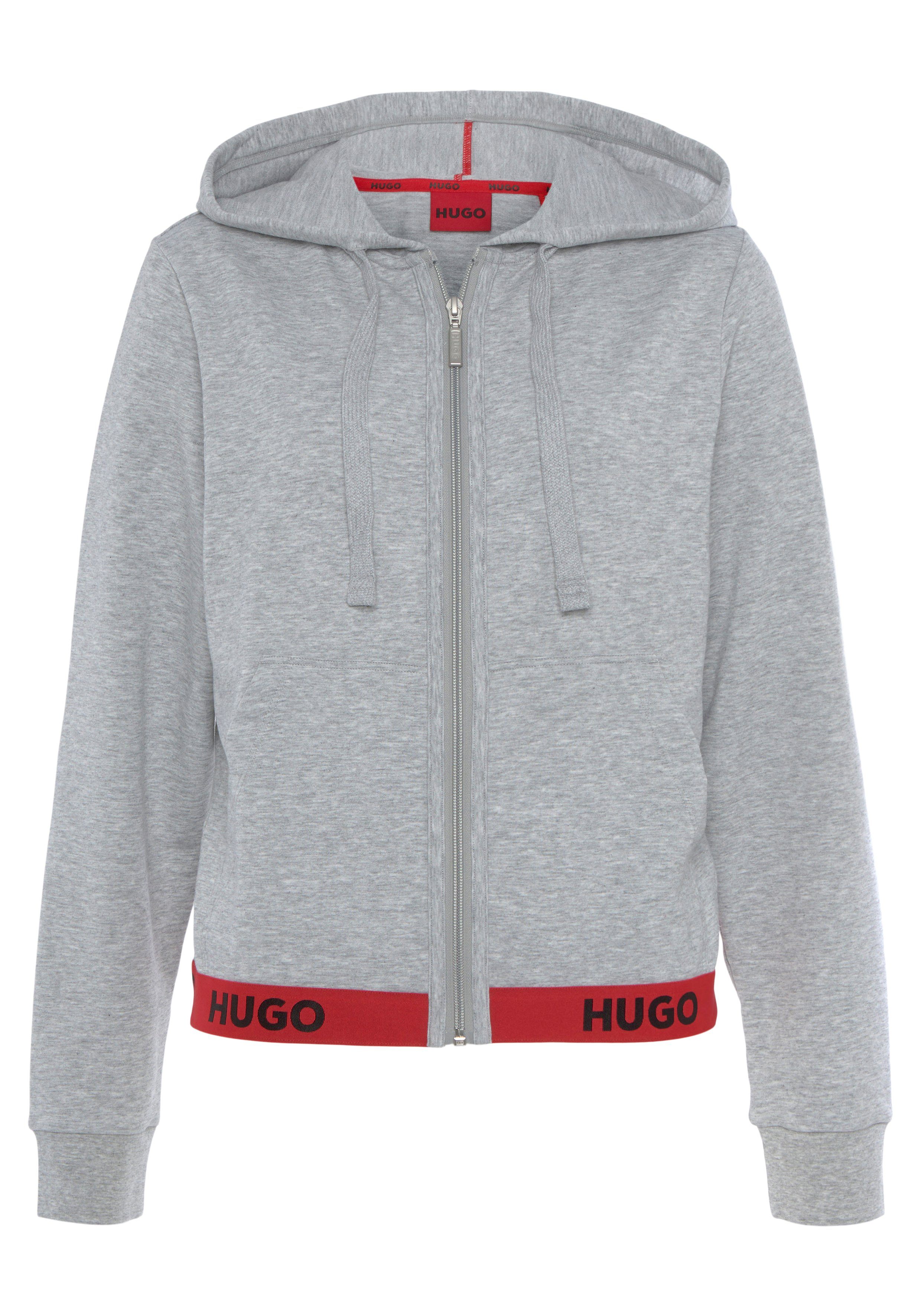 mit HUGO 10249156 LOGO_JACKET Grey036 Logo-Schriftzug Kapuzensweatjacke Hugo SPORTY Medium 01