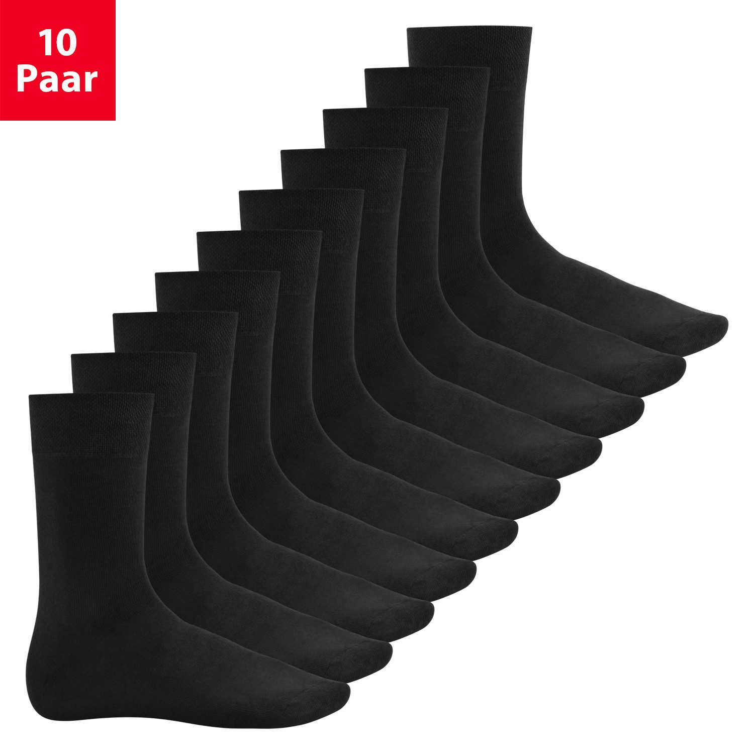 Basicsocken 10 Paar Baumwollsocken Handgekettelte flache Spitze