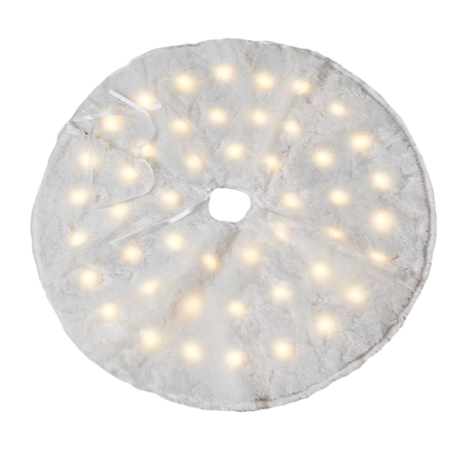 MARELIDA Weihnachtsbaumdecke LED Weihnachtsbaumteppich Plüsch Baumrock Tannenbaumdecke D: 90cm