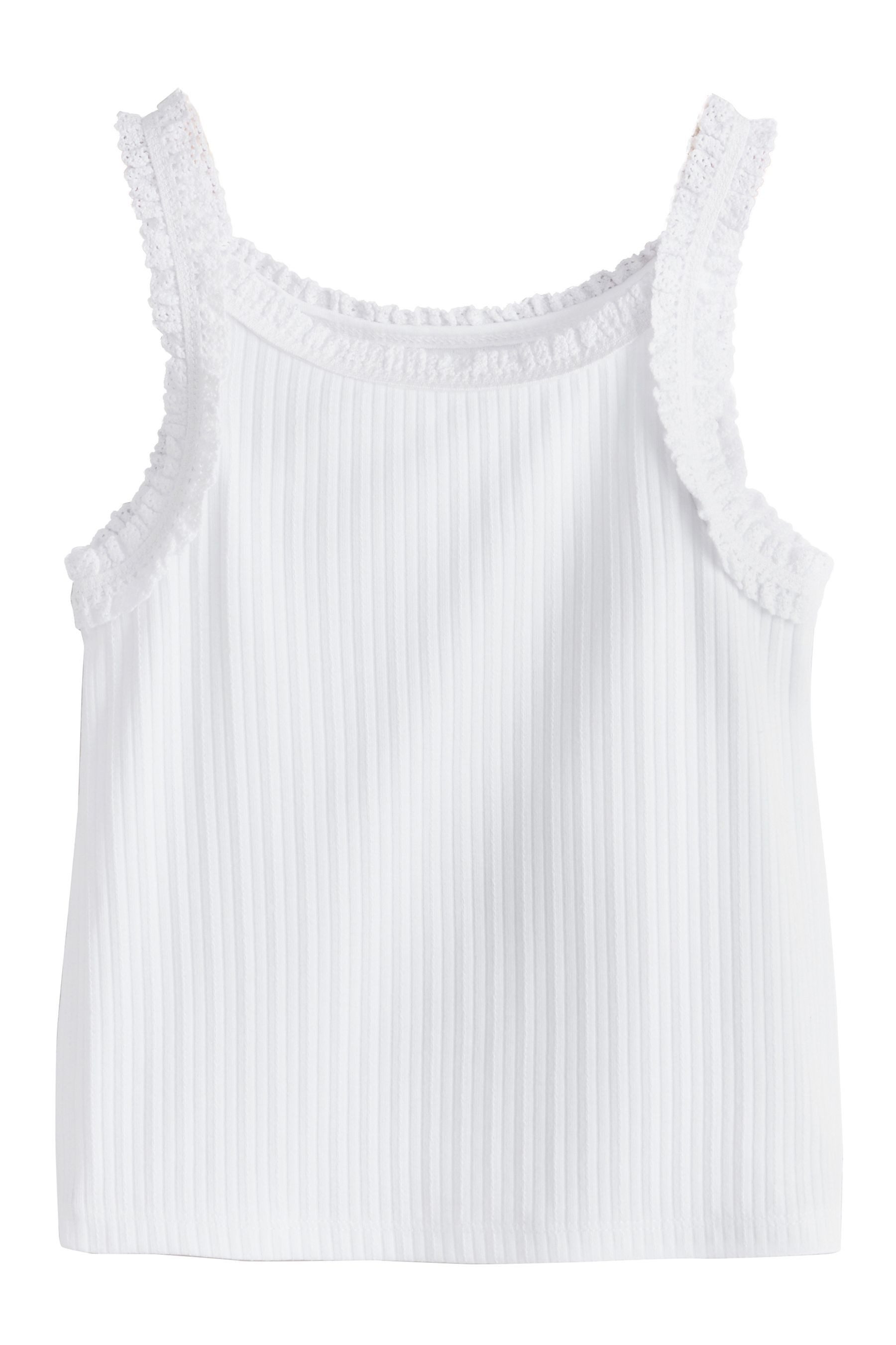 Next T-Shirt Geripptes Trägertop mit Rüschen (1-tlg)