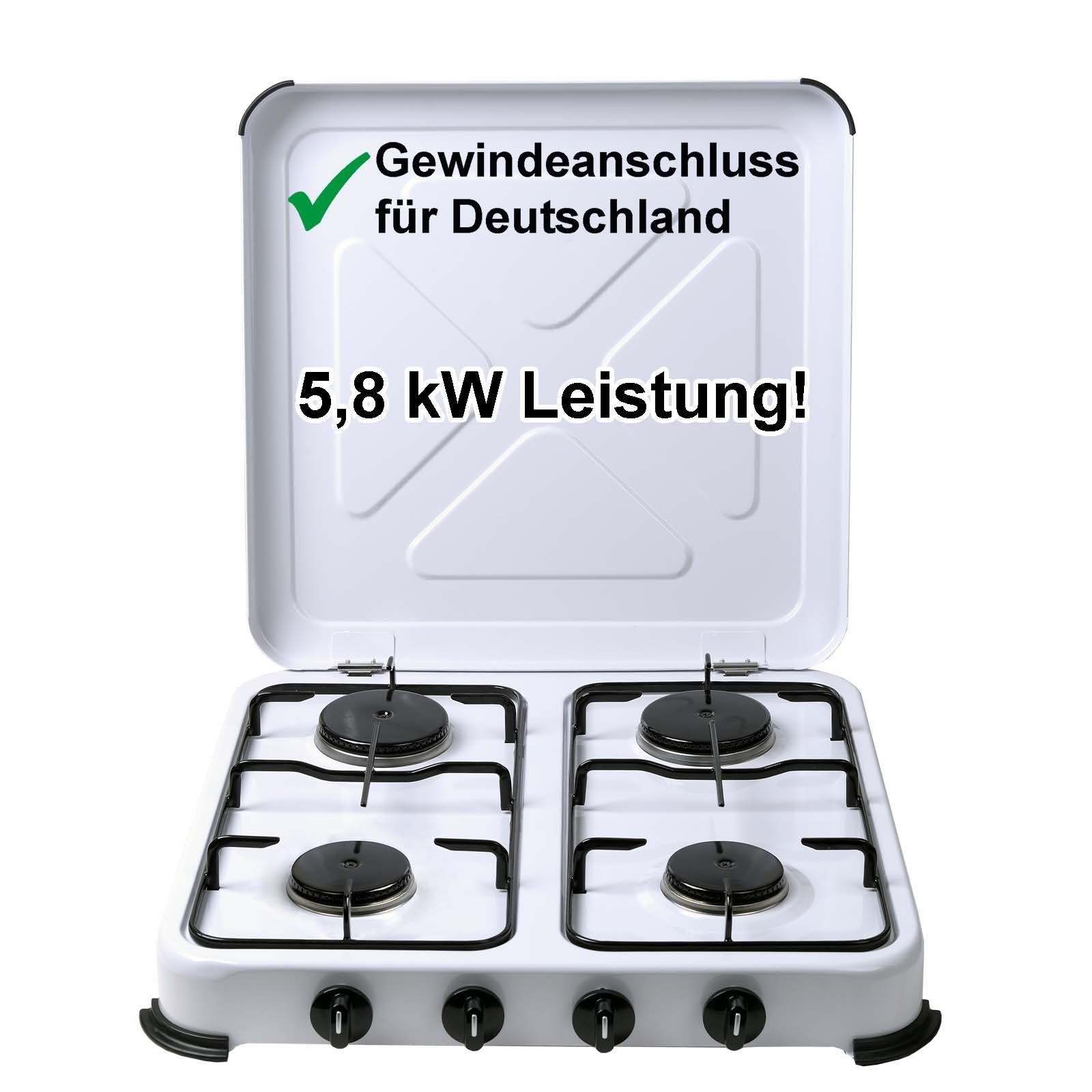 Gaskocher 4 flammig 50mbar Propan Gas Campingkocher 5,8 kW Gas-Kochfeld Gasherd
