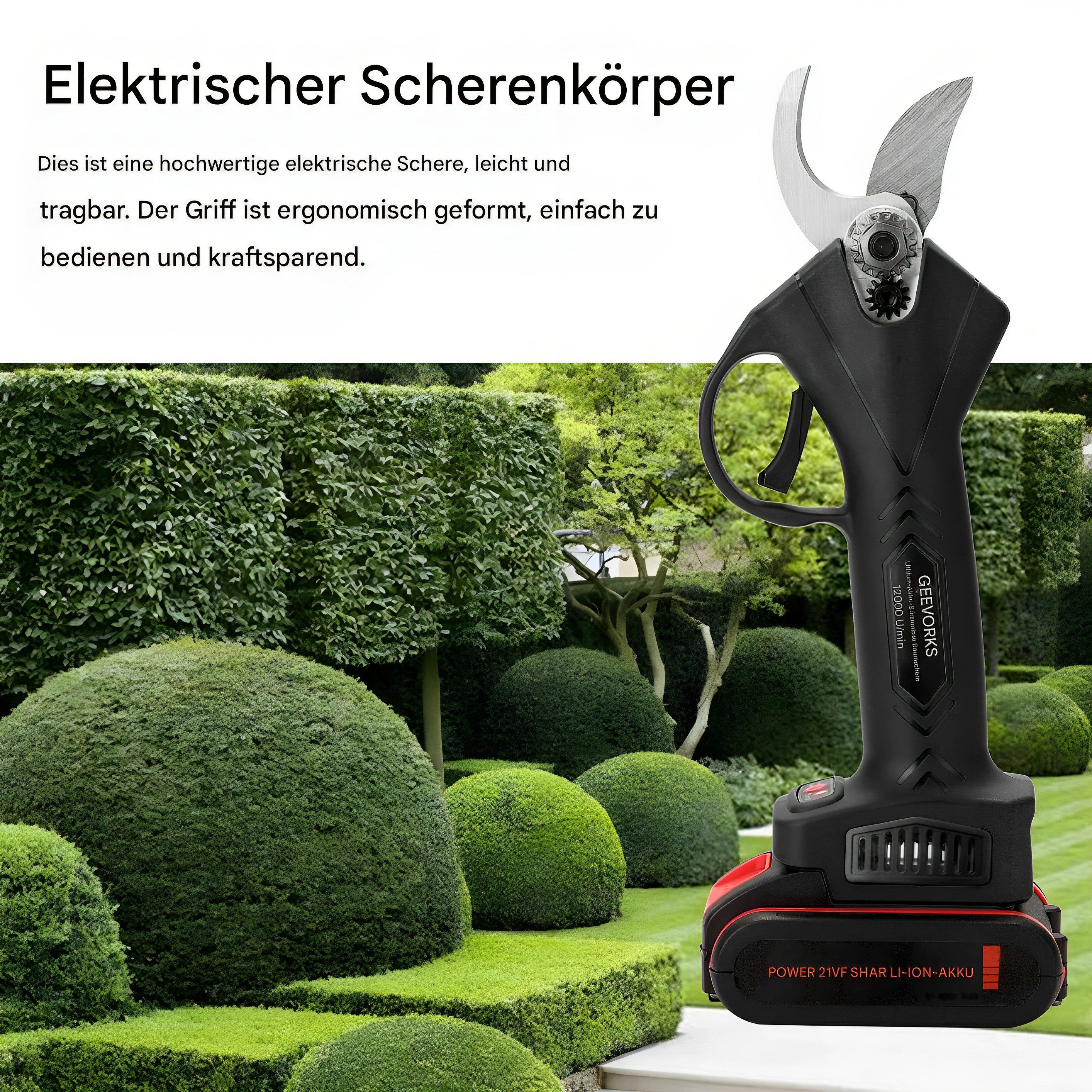 GARRYFIZH Akku-Astschere Bürstenloser Motor 21V Elektrische Astschere Gartenschere, (Gartenschere), Akku Grtenschere Mit Aufbewahrungsbox