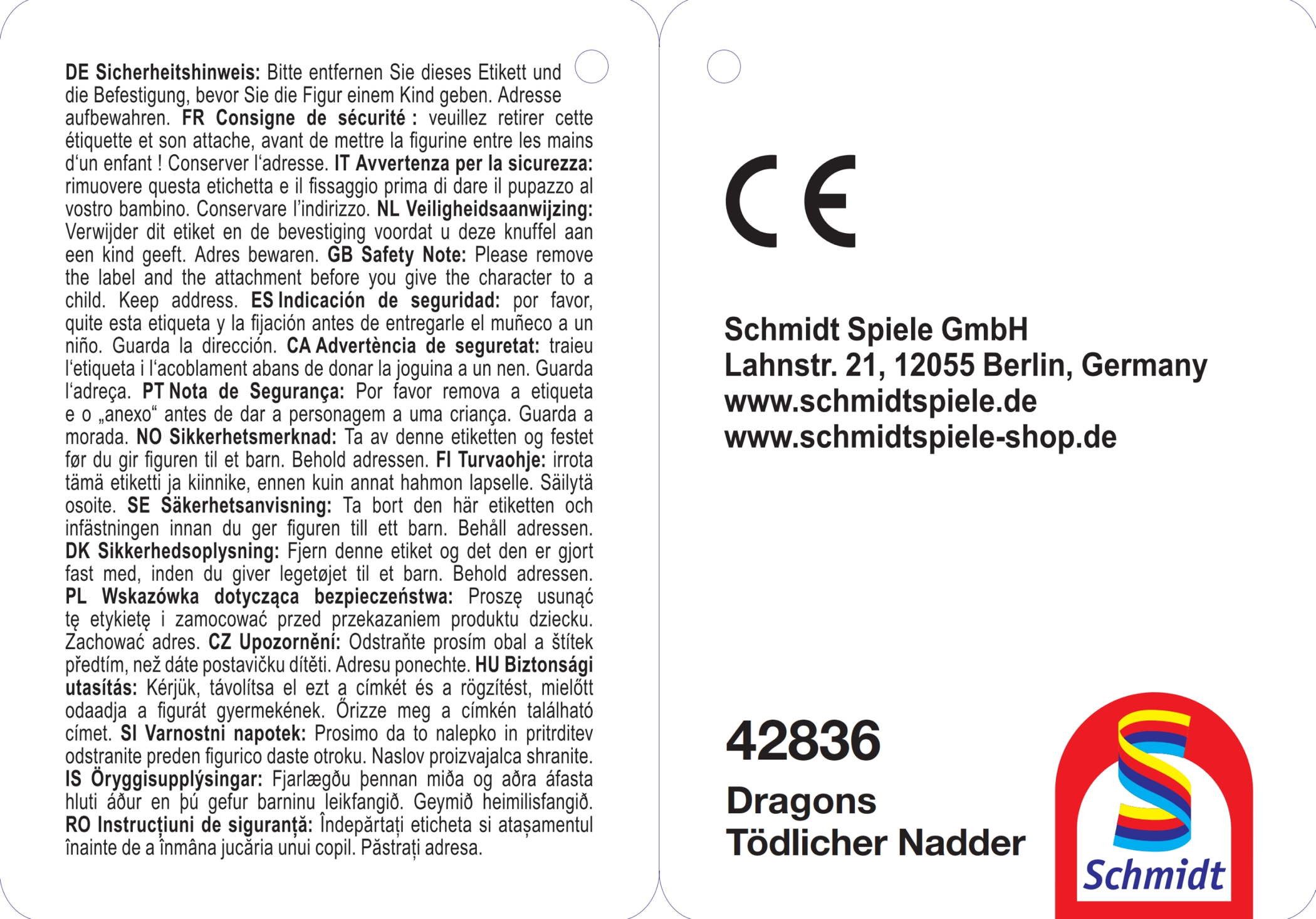 Schmidt Spiele Plüschfigur Plüsch Stofftier Dragons Tödlicher Nadder 27 cm 42836