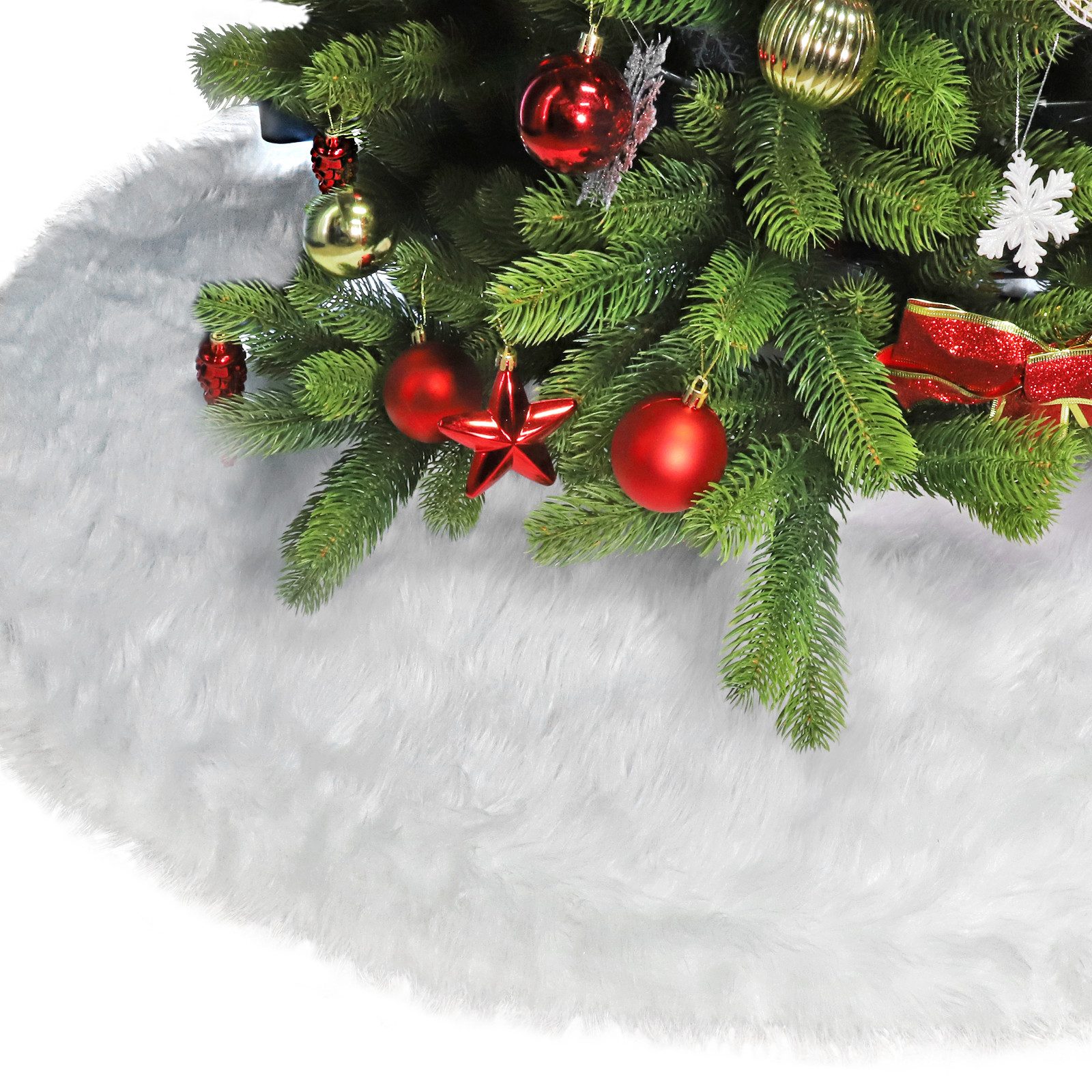 Salcar Weihnachtsbaumdecke Weihnachtsbaumdecke Baumrock Baumteppich Weihnachten Plüsch Rund Weiß, Weinachtsdeko für Weihnachtsbaum, Tannenbaumdecke, Christbaumschmuck