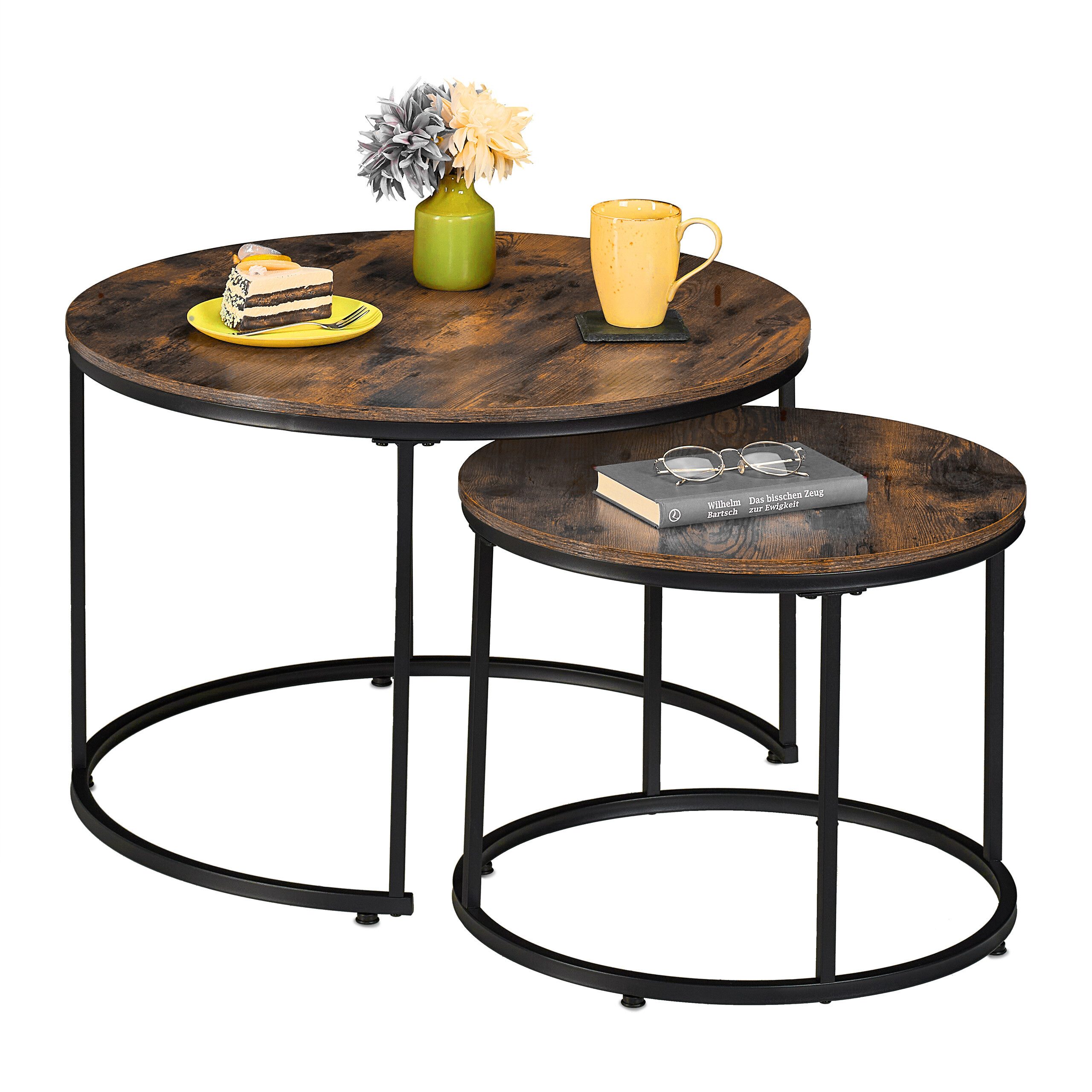 relaxdays Satztisch 2er Set Industrial Desig