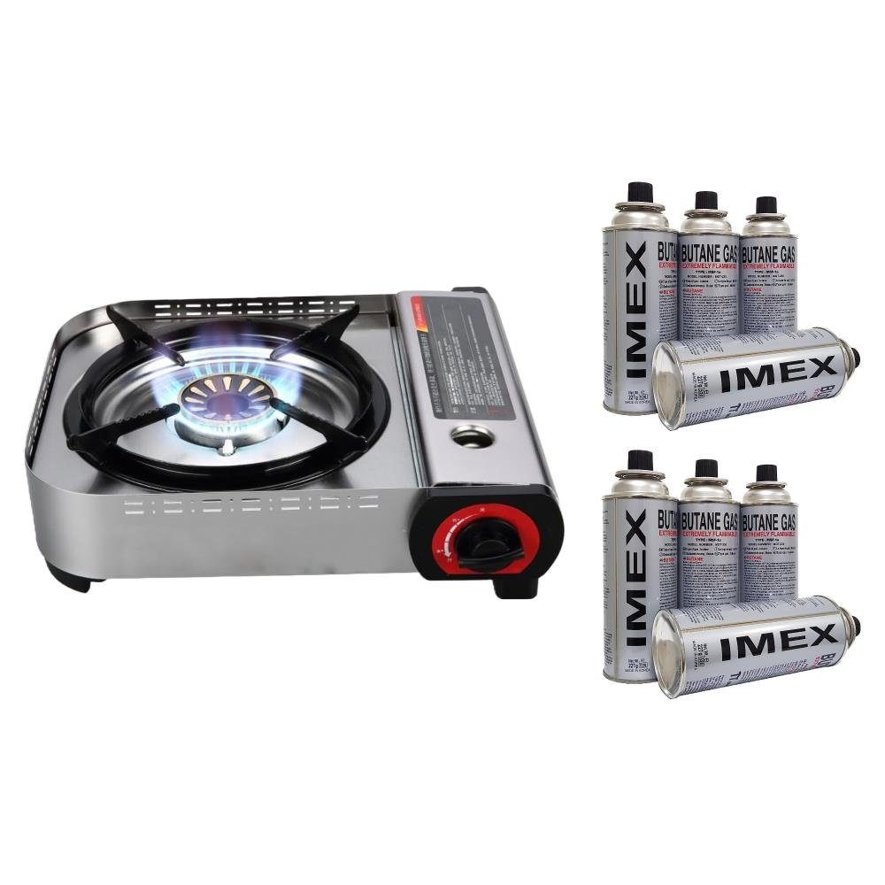 IMEX Messer-Set Imex JY-600S tragbarer Outdoor Gaskocher/Campingkocher 4.1 kW mit 8