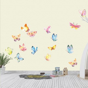 Sunnywall Wandtattoo XXL Schmetterlinge Wandtattoo Set verschiedene Motive, Kinderzimmer Aufkleber bunt Wanddeko