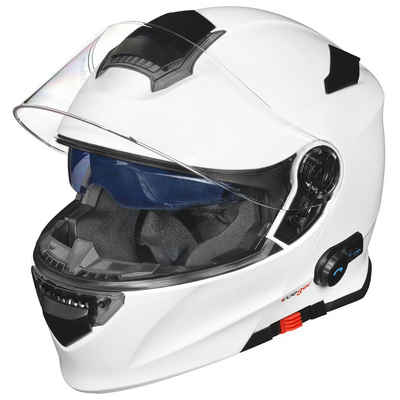 rueger-helmets Motorradhelm RS-983 Bluetooth Klapphelm Motorradhelm Conzept Motorrad Modular Helm ruegerRS-983 COM MattWeiß L