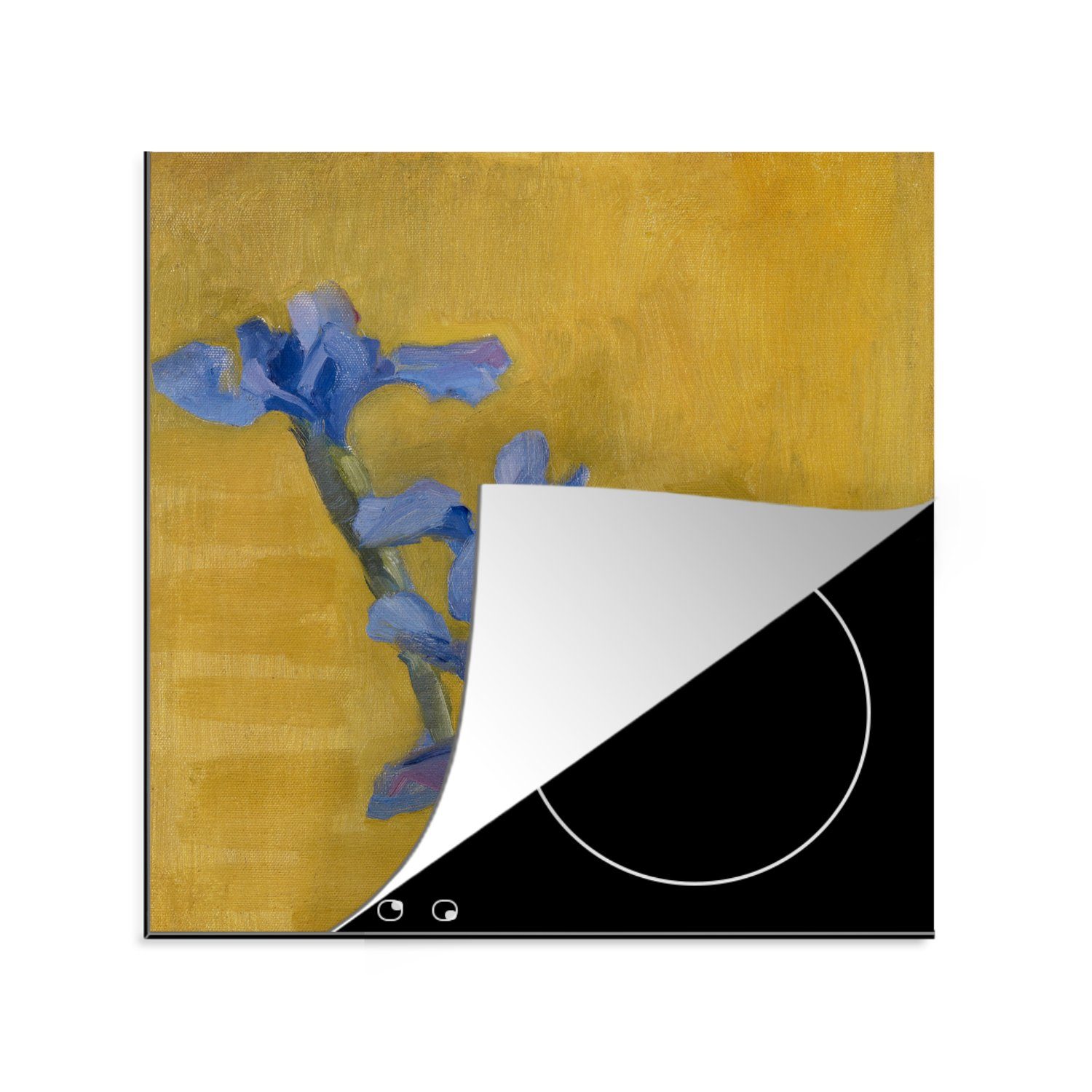 MuchoWow Herdblende-/Abdeckplatte Schwertlilien - Piet Mondrian - Alte Meister, Vinyl, (1 tlg), 78x78 cm, Ceranfeldabdeckung, Arbeitsplatte für küche