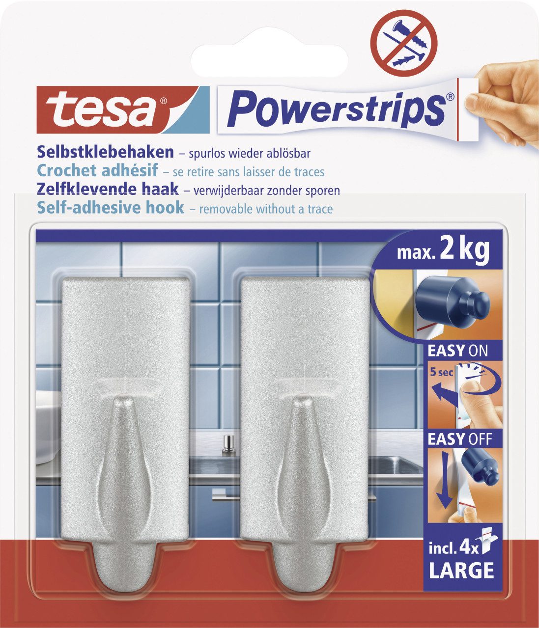 tesa Klebehaken tesa Haken Powerstrip Large chrom, trend