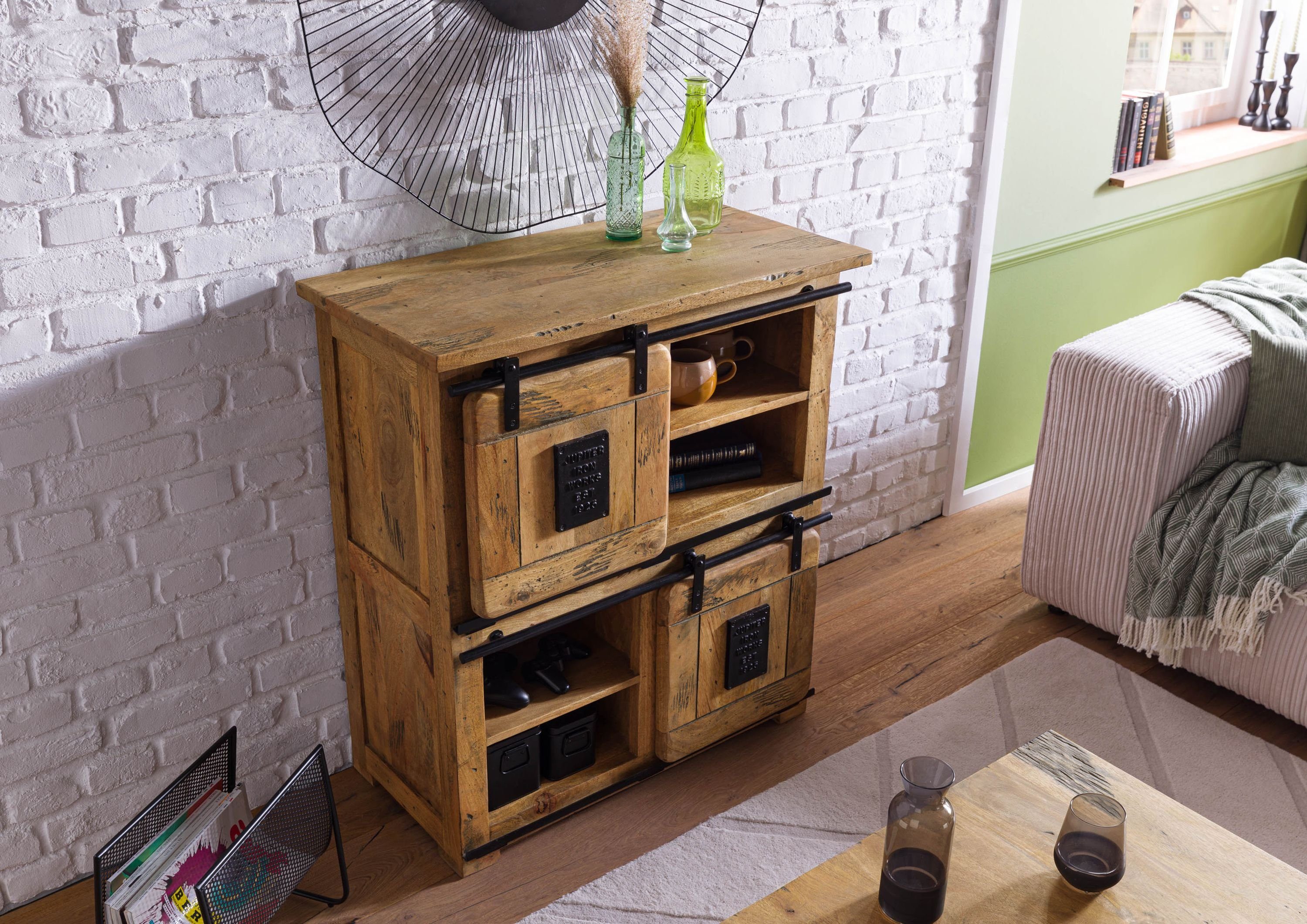 Massivmoebel24 Highboard (Highboard Mango 90x45x100 natur günstig online kaufen