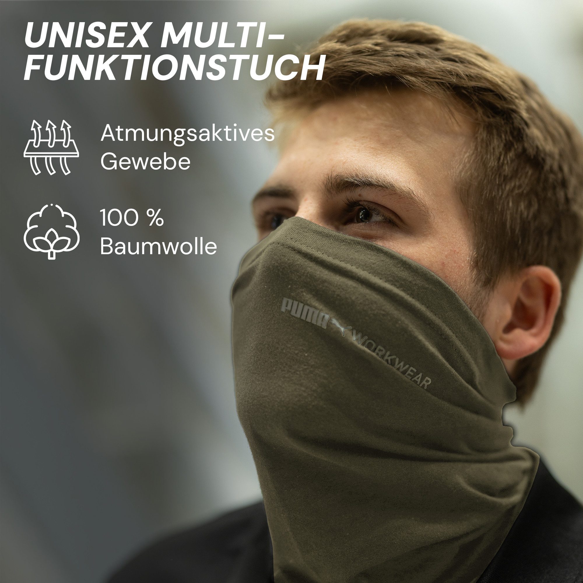 PUMA Workwear Multifunktionstuch - Schlauchschal, Halswärmer - Winddicht - Ideal für die Outdoor Arbeit, Schutz vor UV, Insekten, Wind, Staub und verhindert Brillenbeschlagen