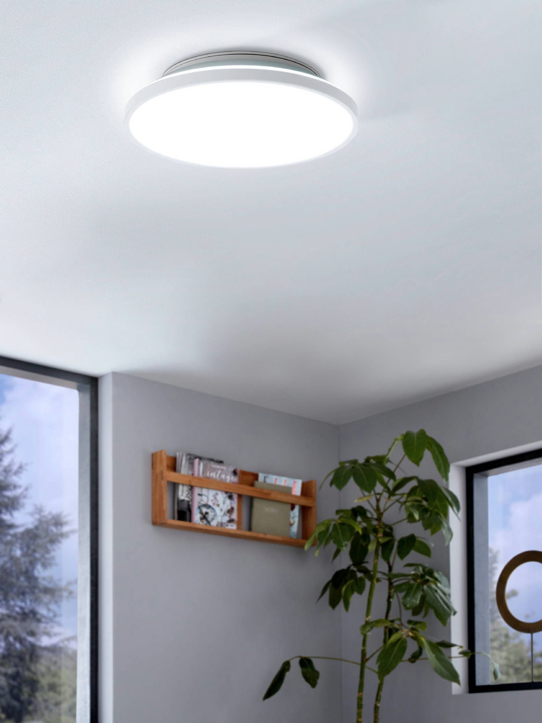 EGLO Aufbauleuchte Crespillo Aufbaulampe, Deckenlampe aus Stahl und Kunststoff, Lampe, LED fest integriert, Neutralweiß, Aufbauleuchte, Deckenlampe in Weiß, LED Aufbaulampe, Ø 31,5 cm