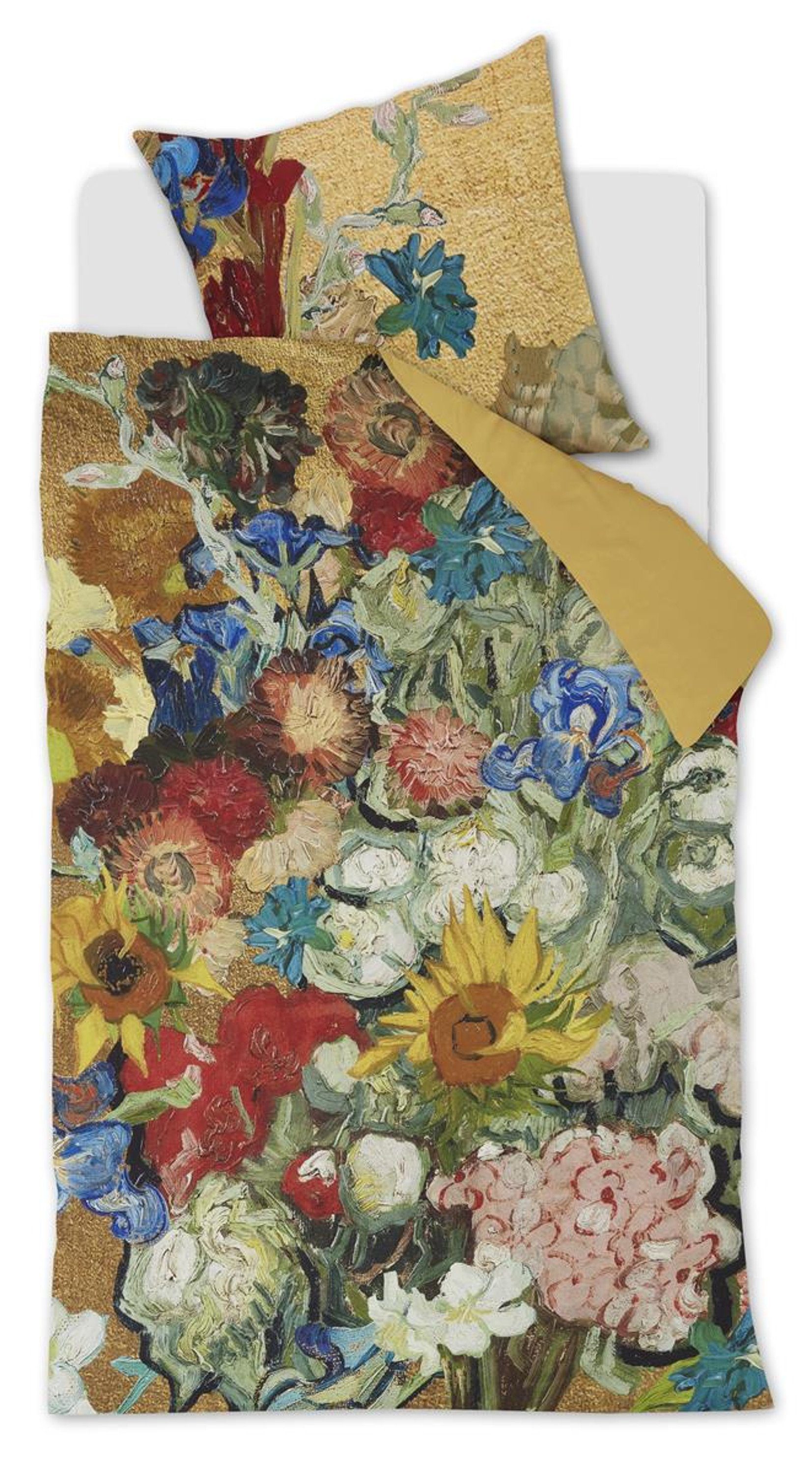 Bettwäsche Beddinghouse Mako-Satin-Bettwäsche BOUQUET dANNI aus der van Gogh-Serie, gelb, Beddinghouse, Baumwolle, 1 teilig, mit Reißverschluss