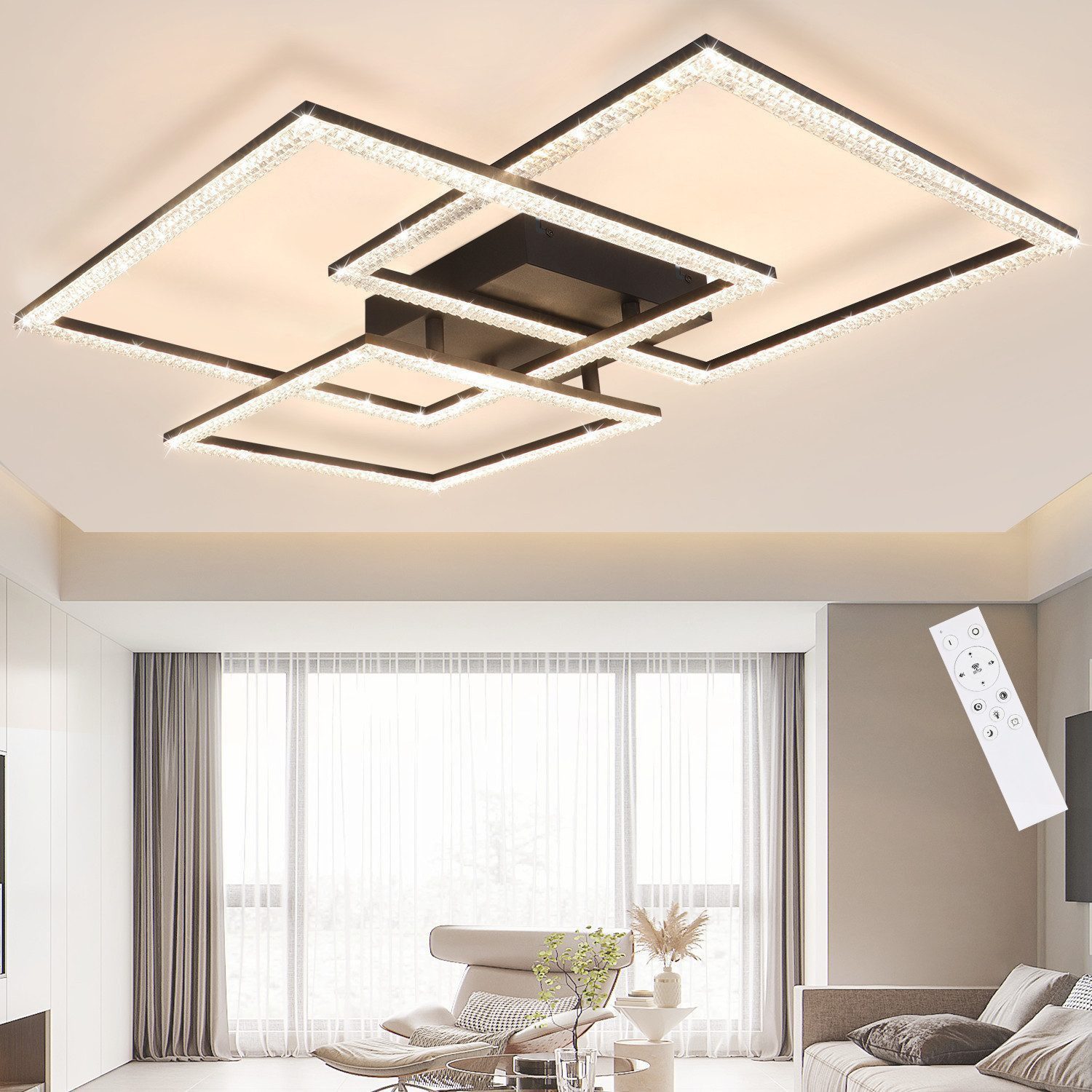 ZMH LED Deckenleuchte Deckenlampe Moderne 82W 72cm Wohnzimmer Schlafzimmer CCT/mit FB, Dimmbar mit Fernbedienung, LED fest integriert, warmweiß-kaltweiß, LED fest integriert