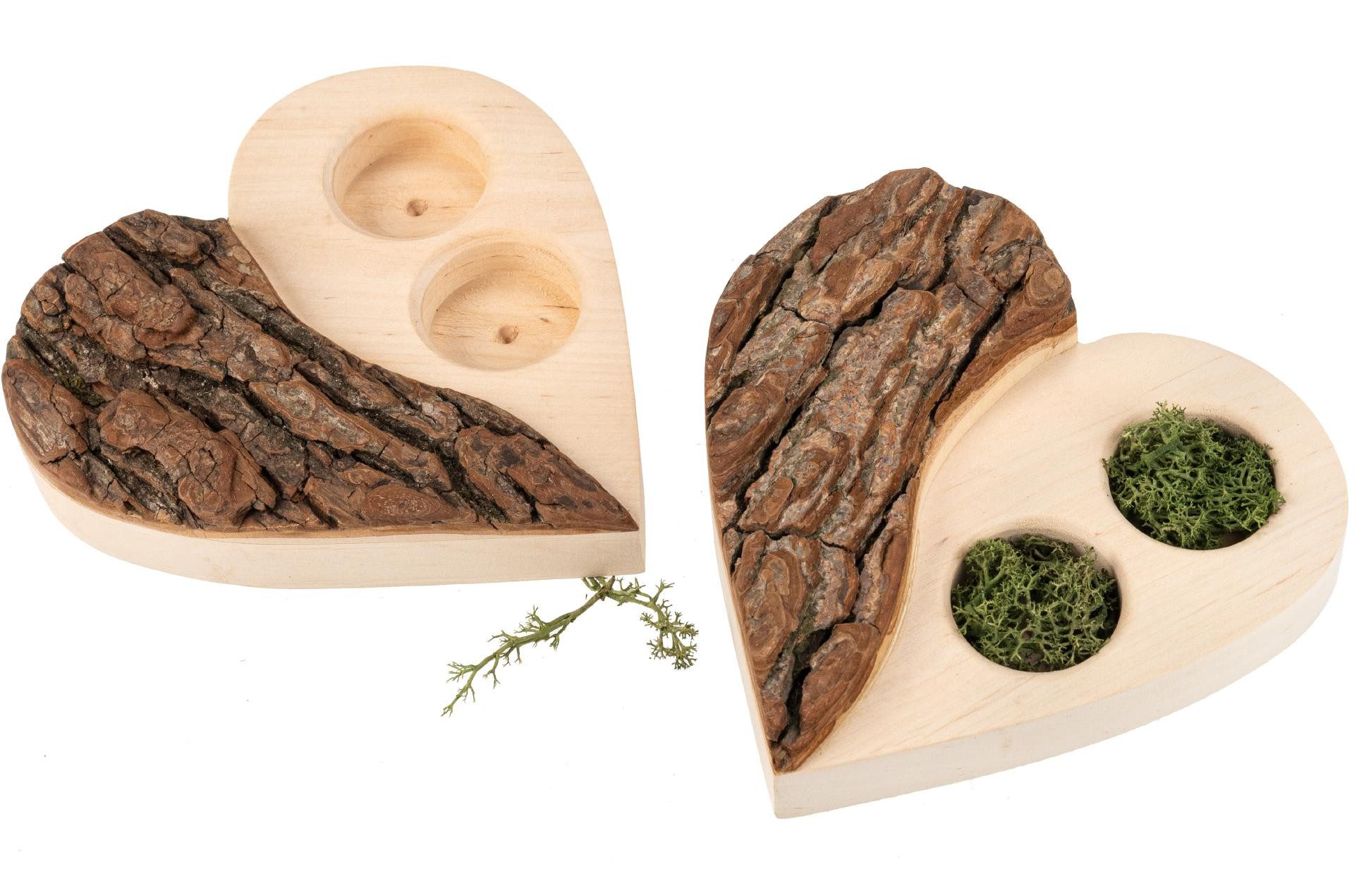 Holz Frank Ringkissen Rustikales Ringkissen Herz aus Erlenholz mit Rinde – Handarbeit