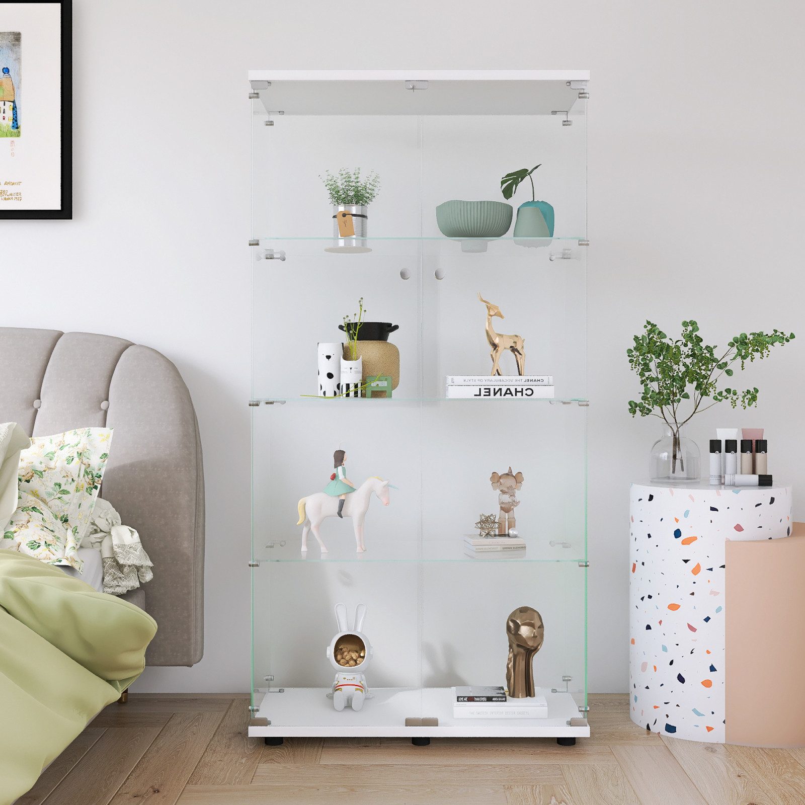 FUROKOY Glasvitrine Standvitrine, Modern Glas Vitrinenschrank günstig online kaufen
