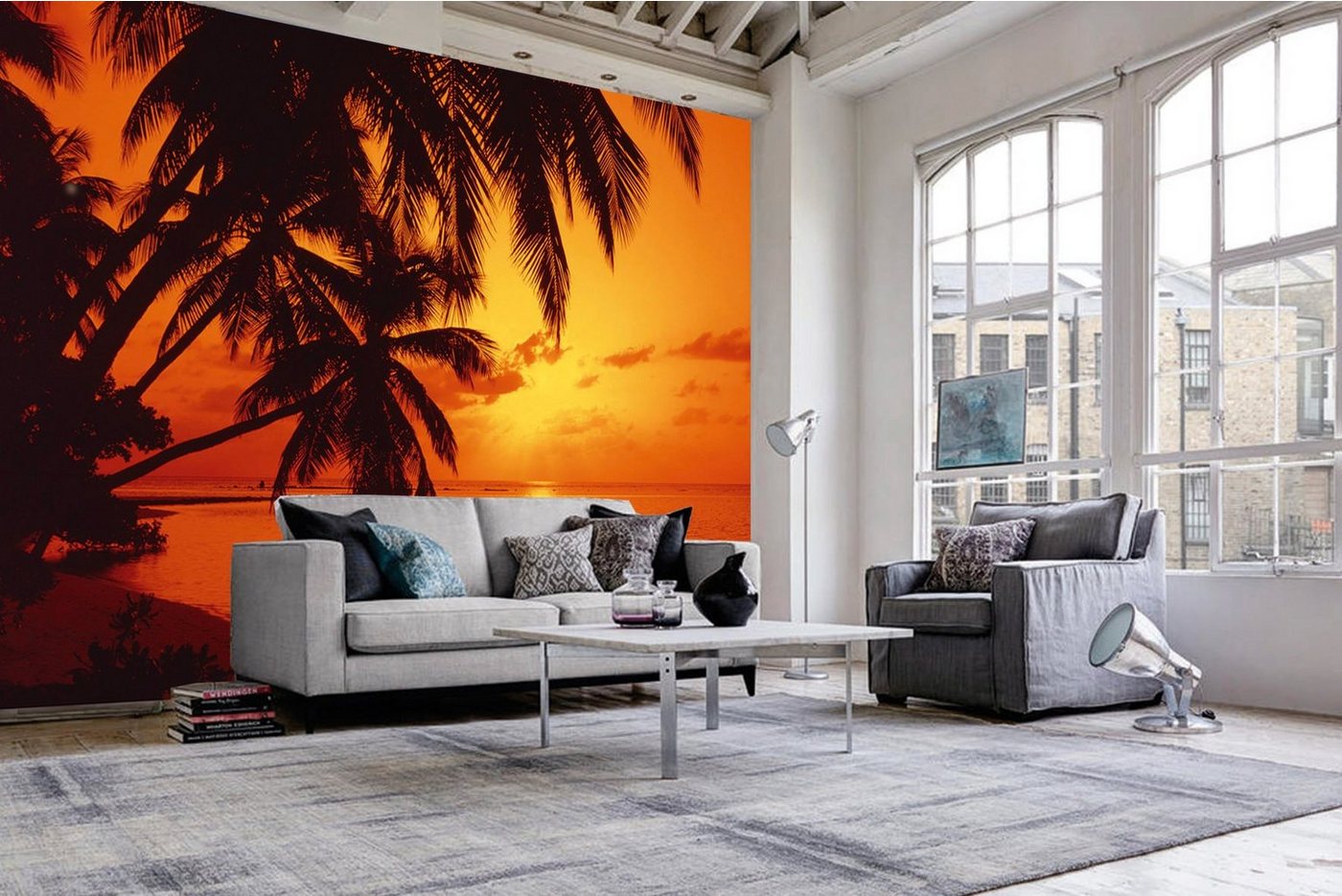 Papermoon Fototapete »Tropic Sunset«, matt, BlueBack, 7 Bahnen, 350 x 260 cm-HomeTrends