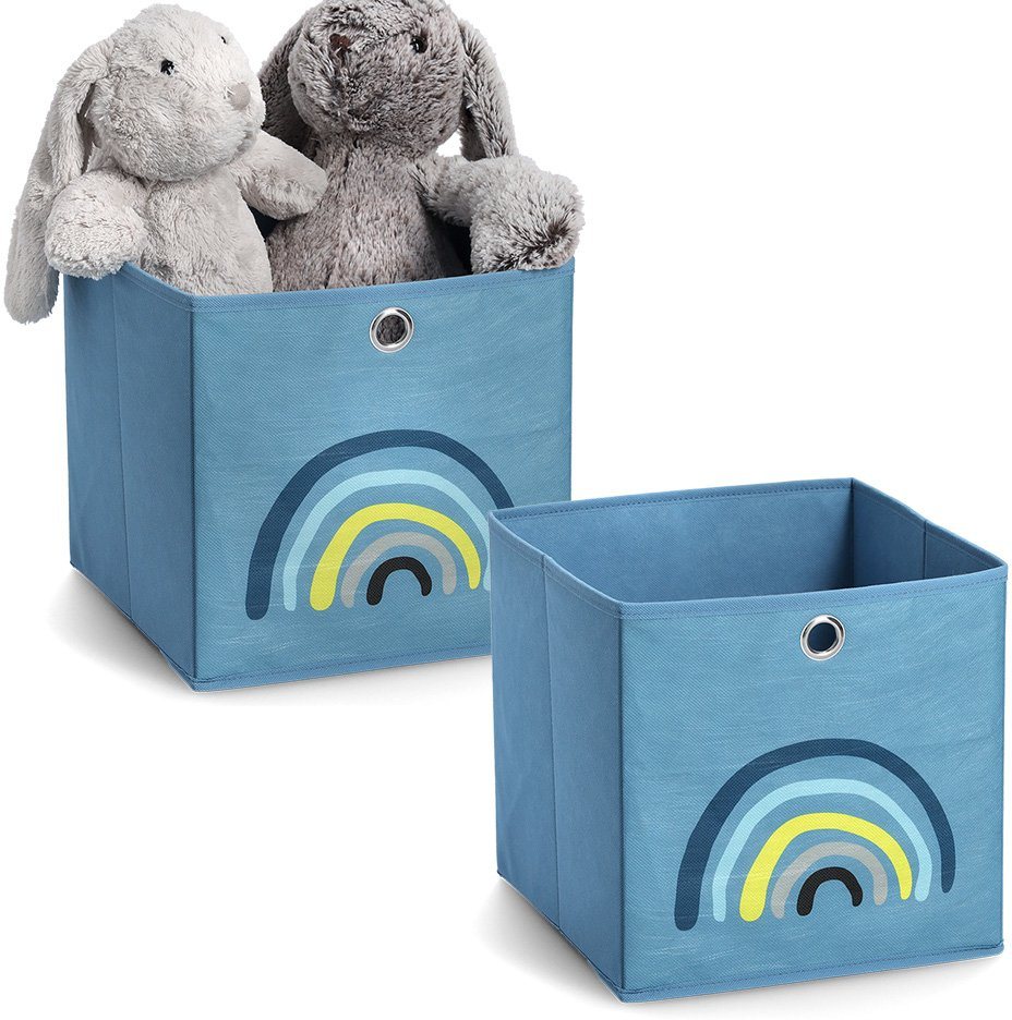 (Set, St), Aufbewahrungsbox, kompakt zusammenklappbar, Vlies 2 Blue Rainbow Present Zeller Organizer