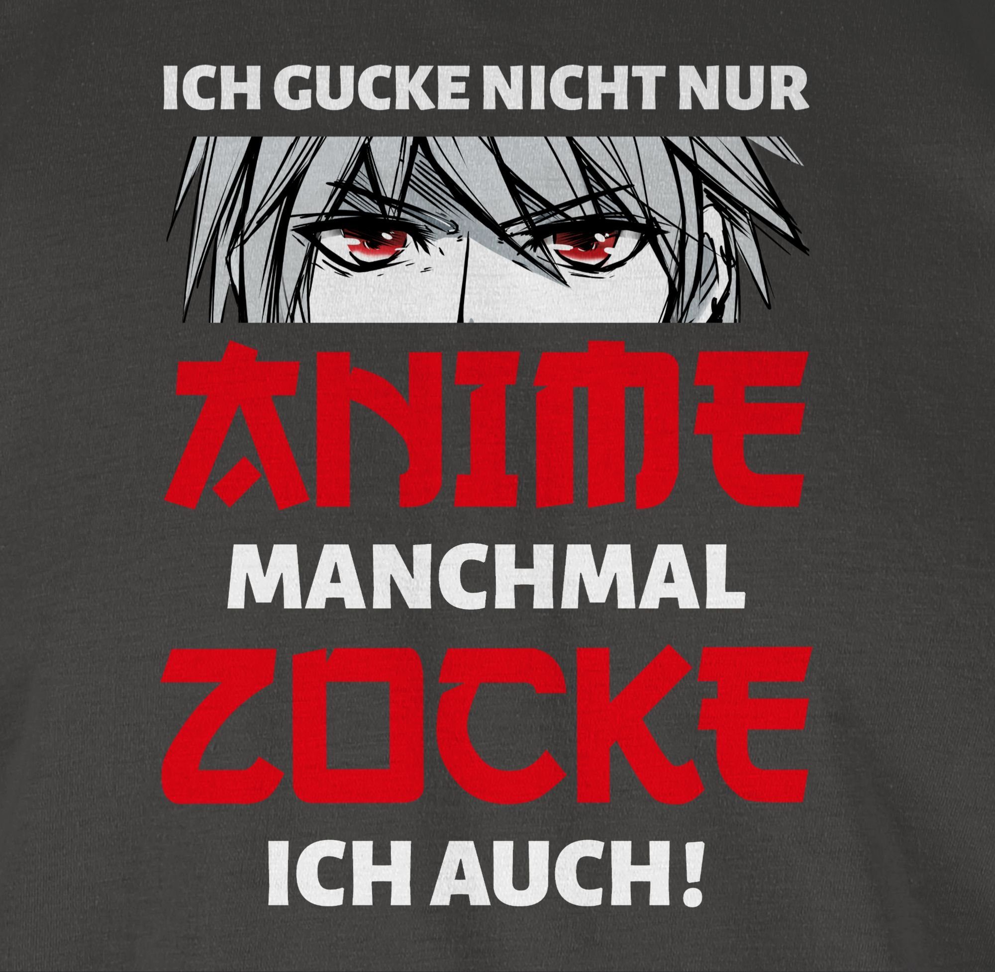 ich Ich auch Geschenke Anime Dunkelgrau T-Shirt Anime manchmal zocke gucke Junge 02 nur Shirtracer nicht