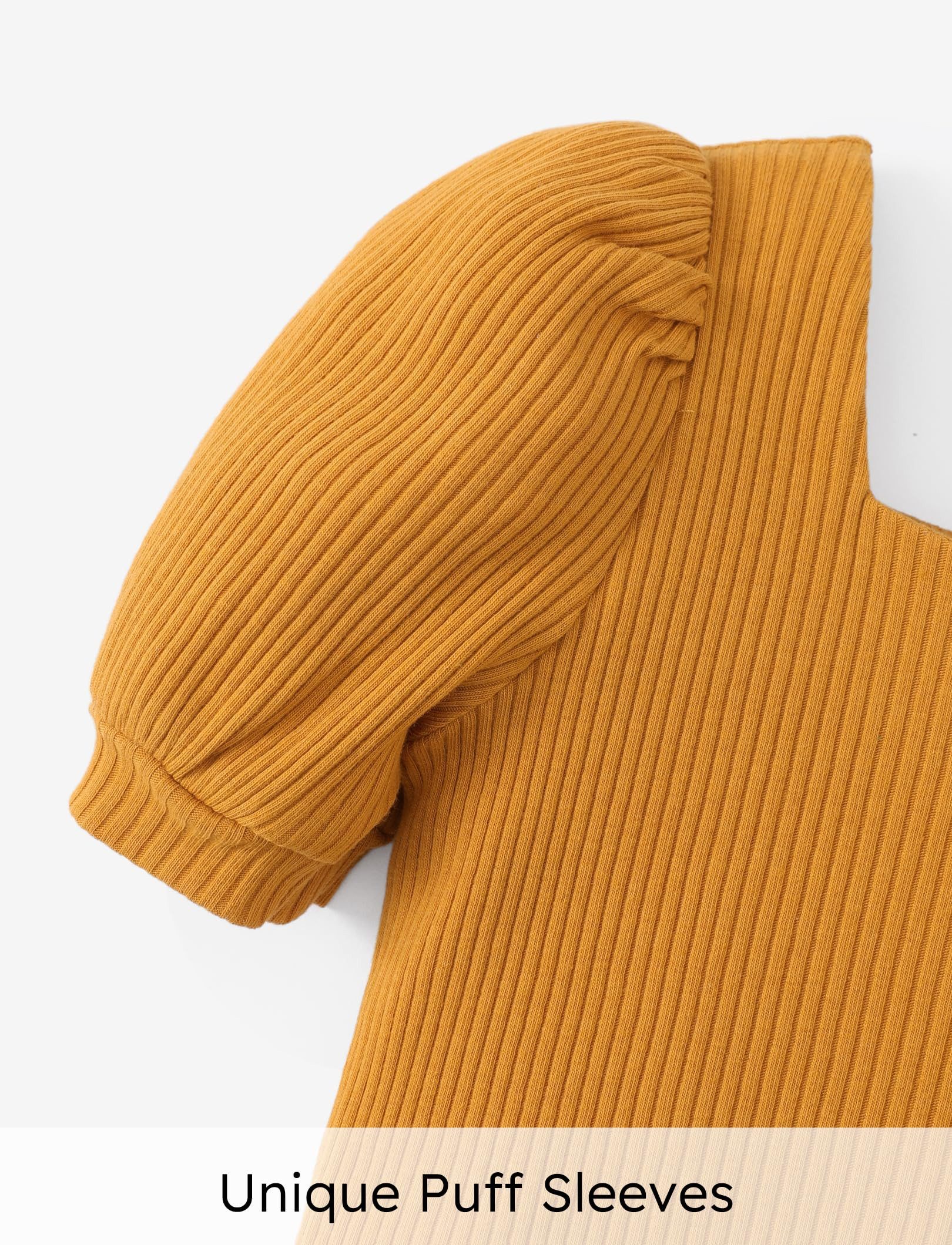 YI Kinderanzug Gestreift Gelb Weiß Mädchen sets,Viereckiger Ausschnitt Kurzarm