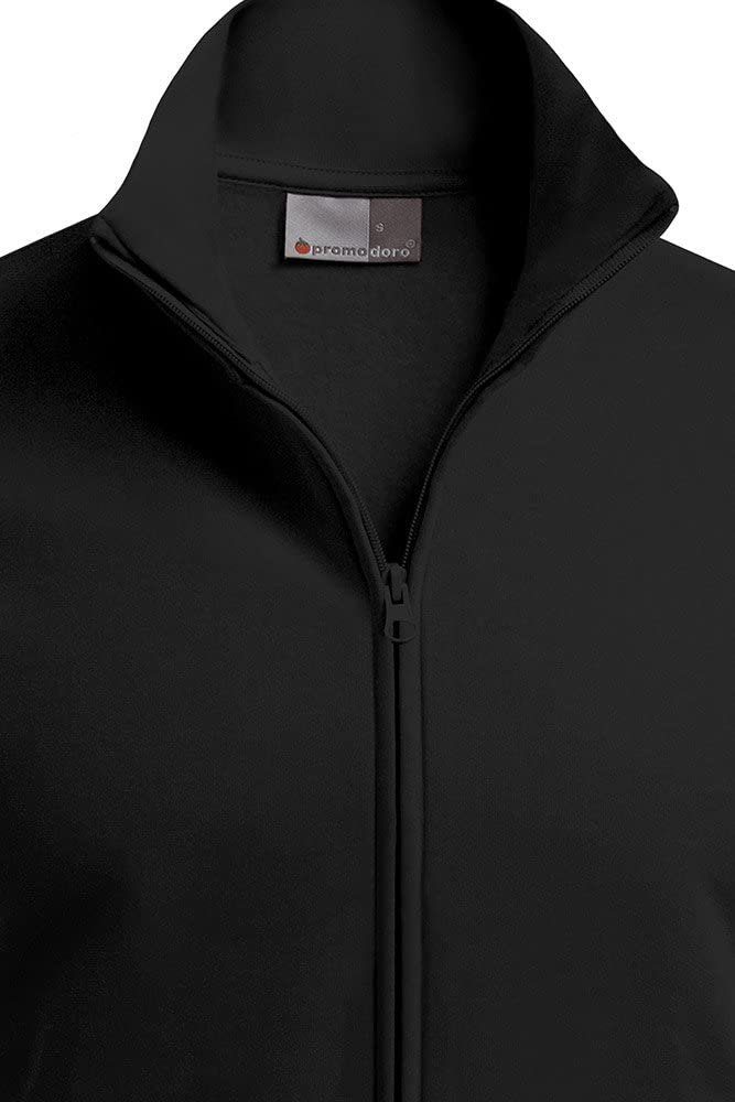 Innenseite, angerauter Schwarz auch großen Sweatjacke bis in 5XL Größen Jacke mit Promodoro Collar Stand-Up