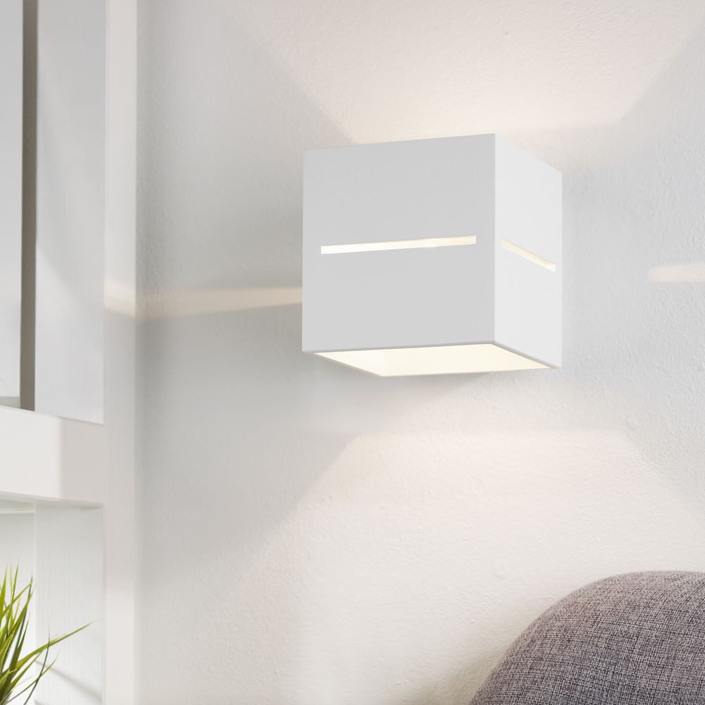 famlights Wandleuchte famlights, Wandleuchte Esther aus Aluminium in Weiß G9 max. 40W