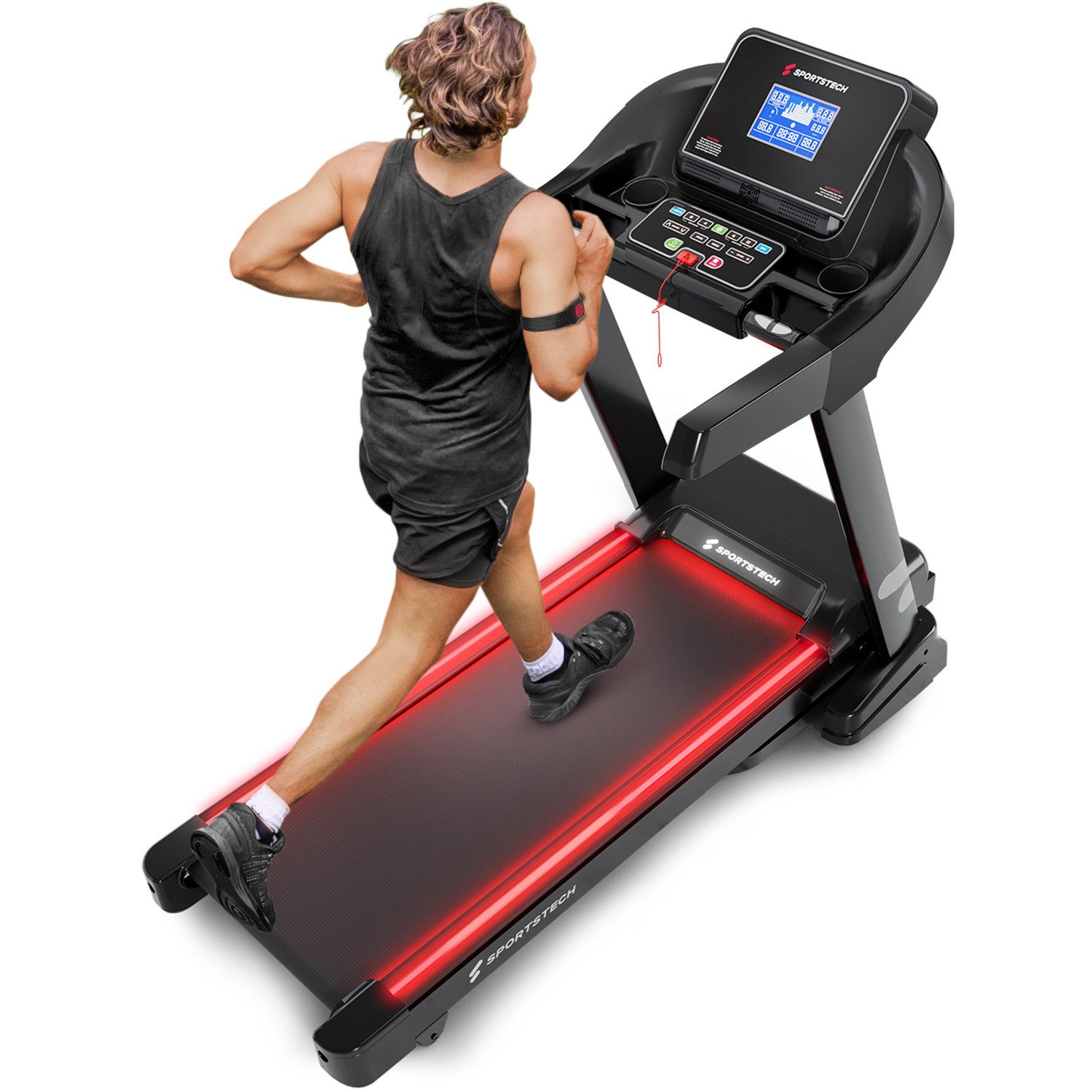 Sportstech Laufband F37s, 11% Steigung, Premium App & Live Kurse, 20km/h, Klappbar