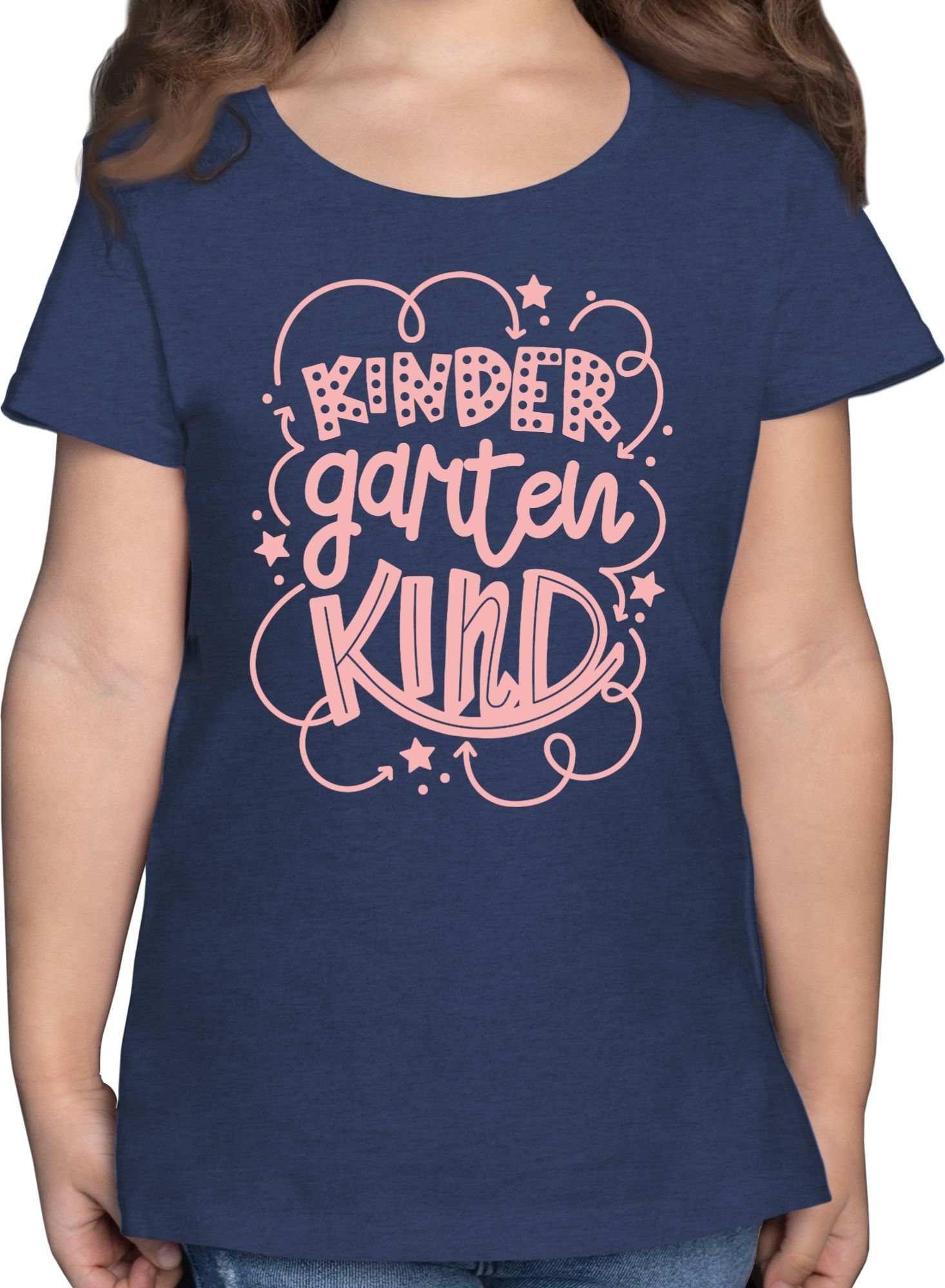 Shirtracer T-Shirt Kindergartenkind rosa Hallo Kindergarten 1 Dunkelblau Meliert