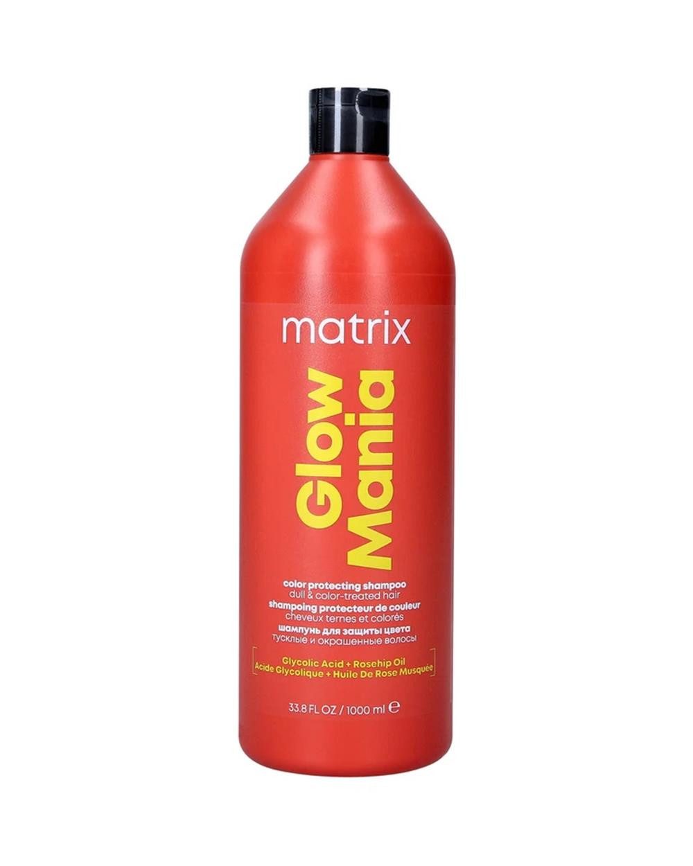 MATRIX Haarshampoo Matrix Glow Mania Shampoo für stumpfes coloriertes Haar (1000 ml), Packung, schützt Farbe, pflegt sanft und verleiht schönen Glanz