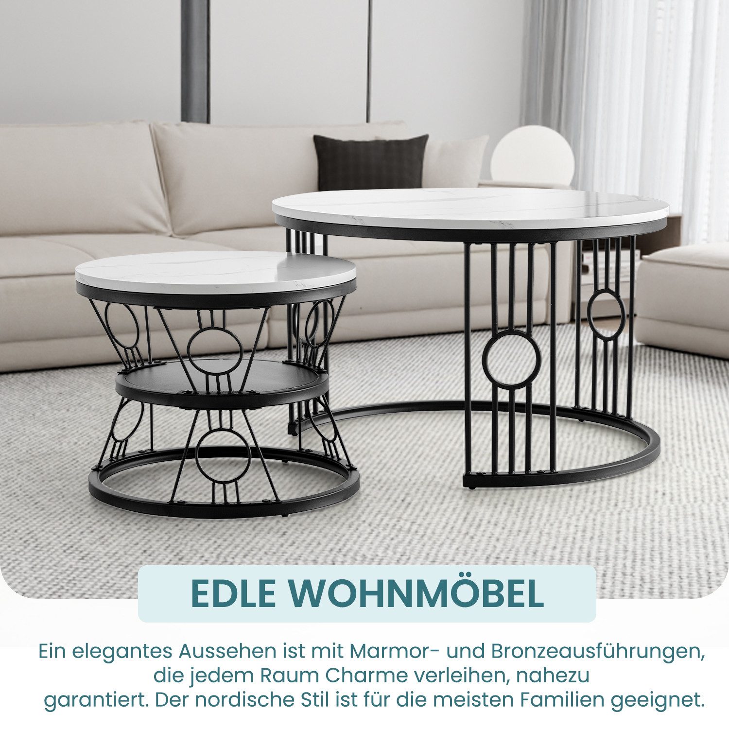 HAUSS SPOLE Couchtisch 2er-Satztisch Beistelltisch stapelbarer günstig online kaufen