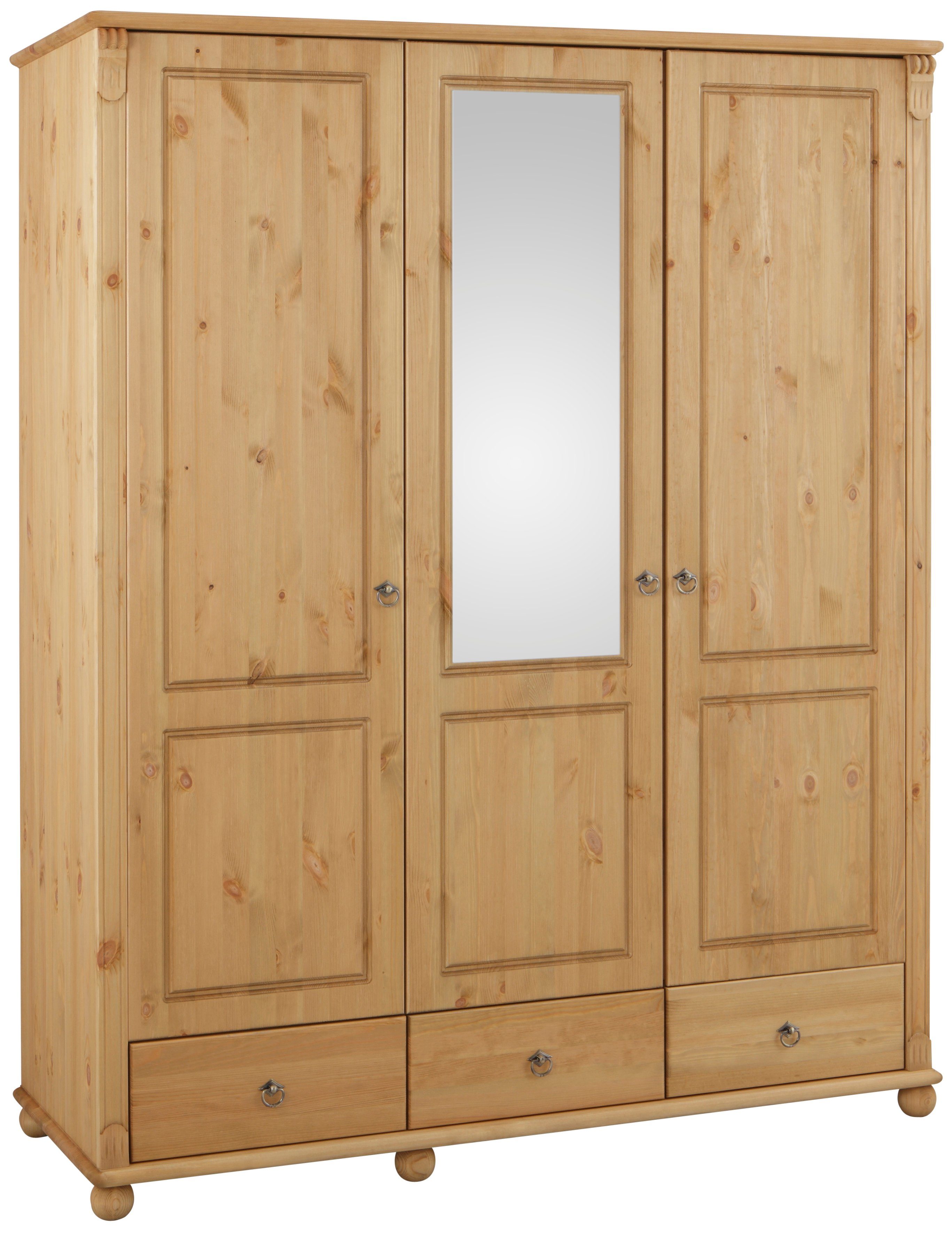 Home affaire Kleiderschrank Tessin Breite 152 cm, Kiefer massiv, mit Spiegel