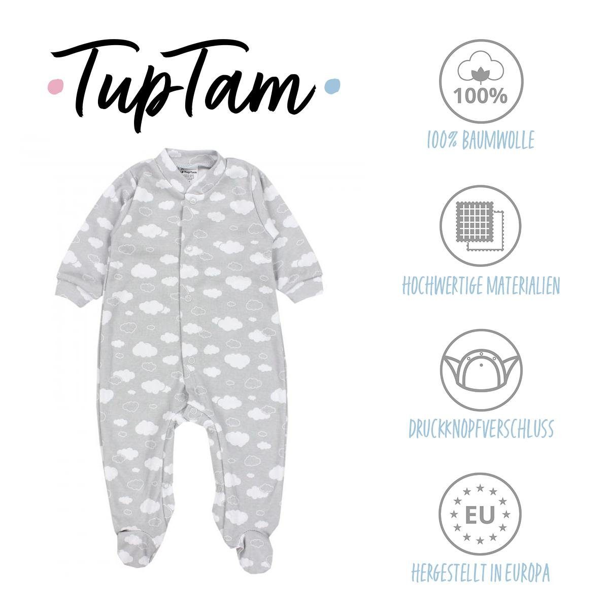 Fuß Farbenmix Jungen Schlafstrampler 3er Langarm Schlafoverall Baby Pack mit 1 TupTam Schlafanzug