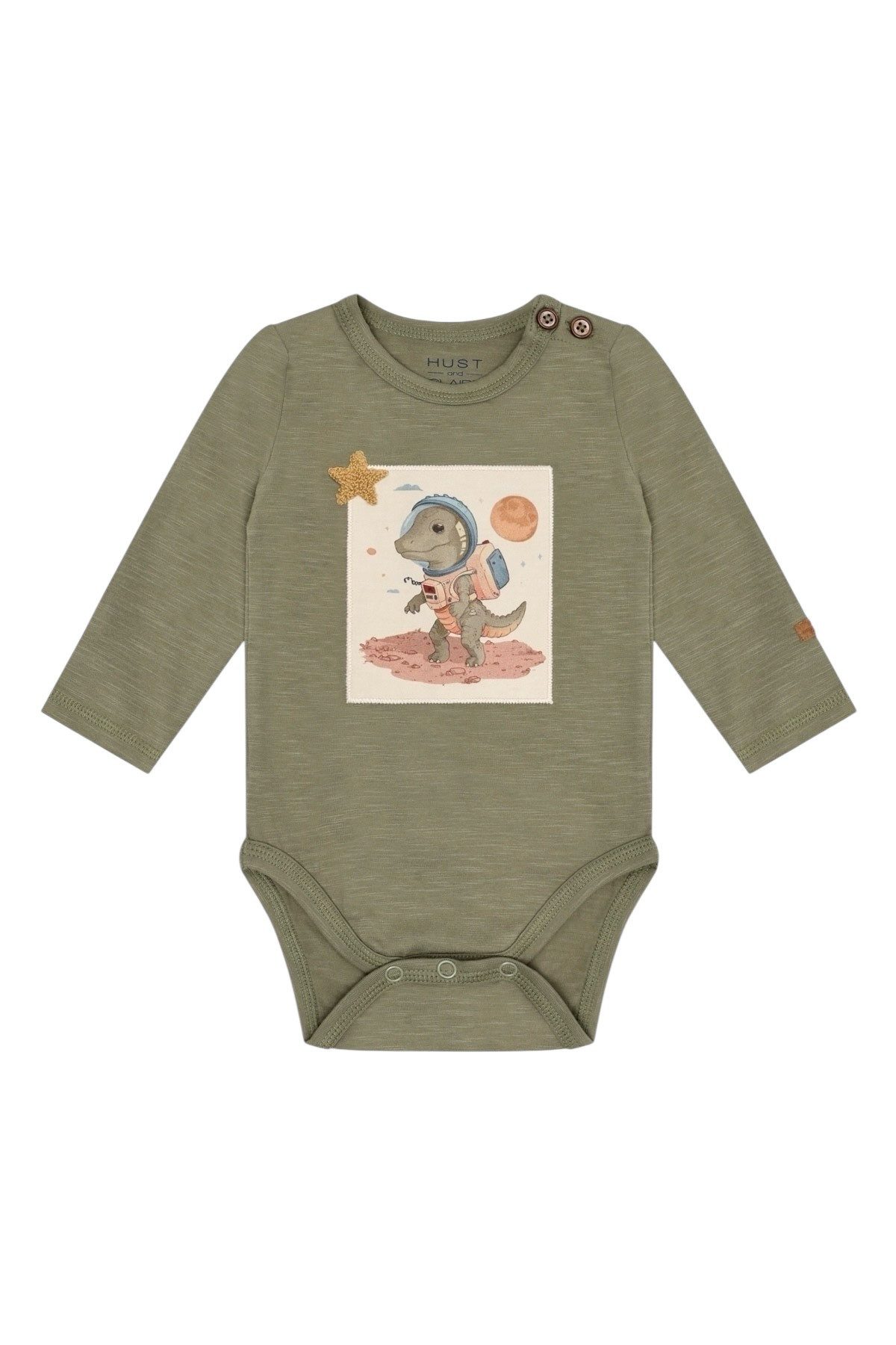 Hust & Claire Langarmbody Buster Astro Dino (1-tlg) Hust & Claire Baby Body “Buster Astro Dino” – Langarmbody für Jungen