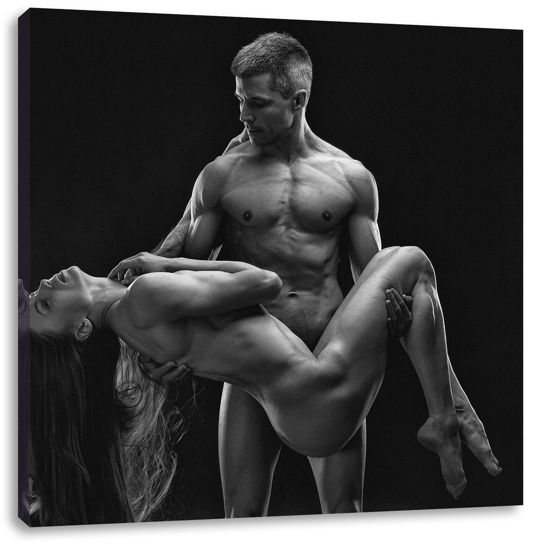 Pixxprint Leinwandbild Nude sexy Paar Kunst B&W, Nude sexy Paar Kunst B&W (1 St), Leinwandbild fertig bespannt, inkl. Zackenaufhänger