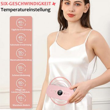 yozhiqu Bandmassagegerät Kabelloser Perioden-Wärmegürtel, 2200 mAh Akku, tragbar, (1-tlg), 6 Heizmodi und 6 Vibrationsmodi für Frauen und Mädchen, Pink