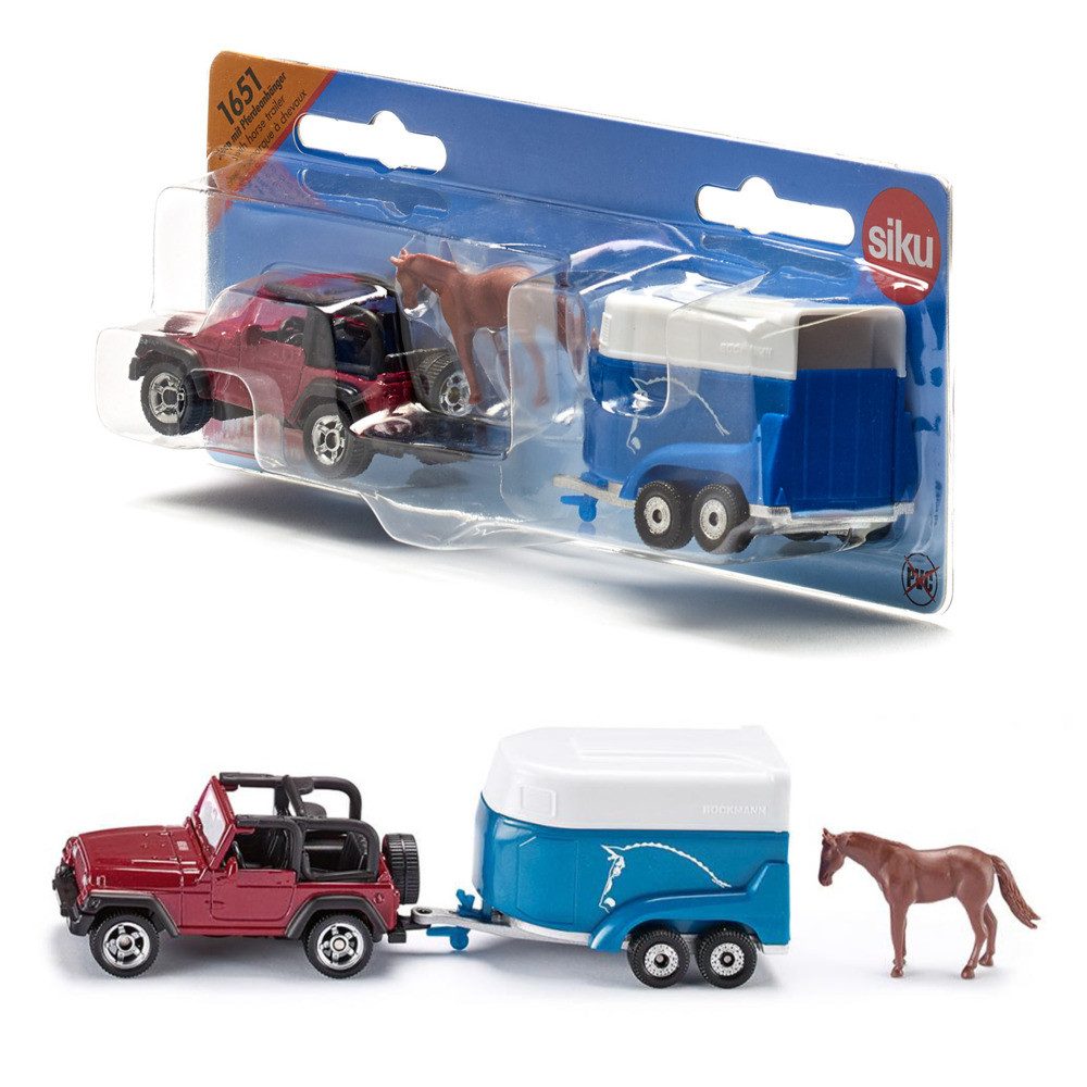 SIEPER Modellauto siku Jeep Wrangler mit Pferdeanhänger 1:55