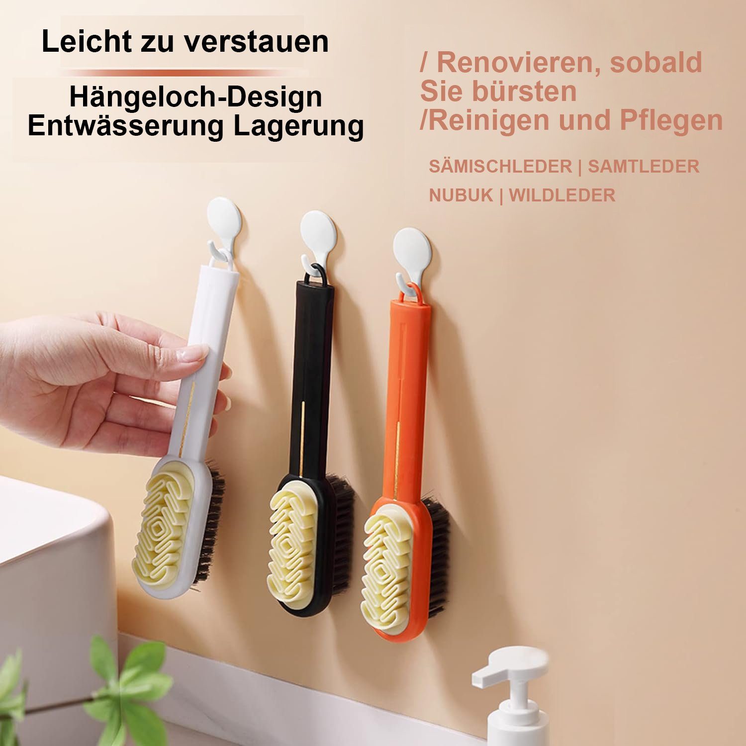 Daisred Schuhputzbürste Wildleder-Schuhbürste Weich Brush Schuhe Stück, 2 Orange Cleaner