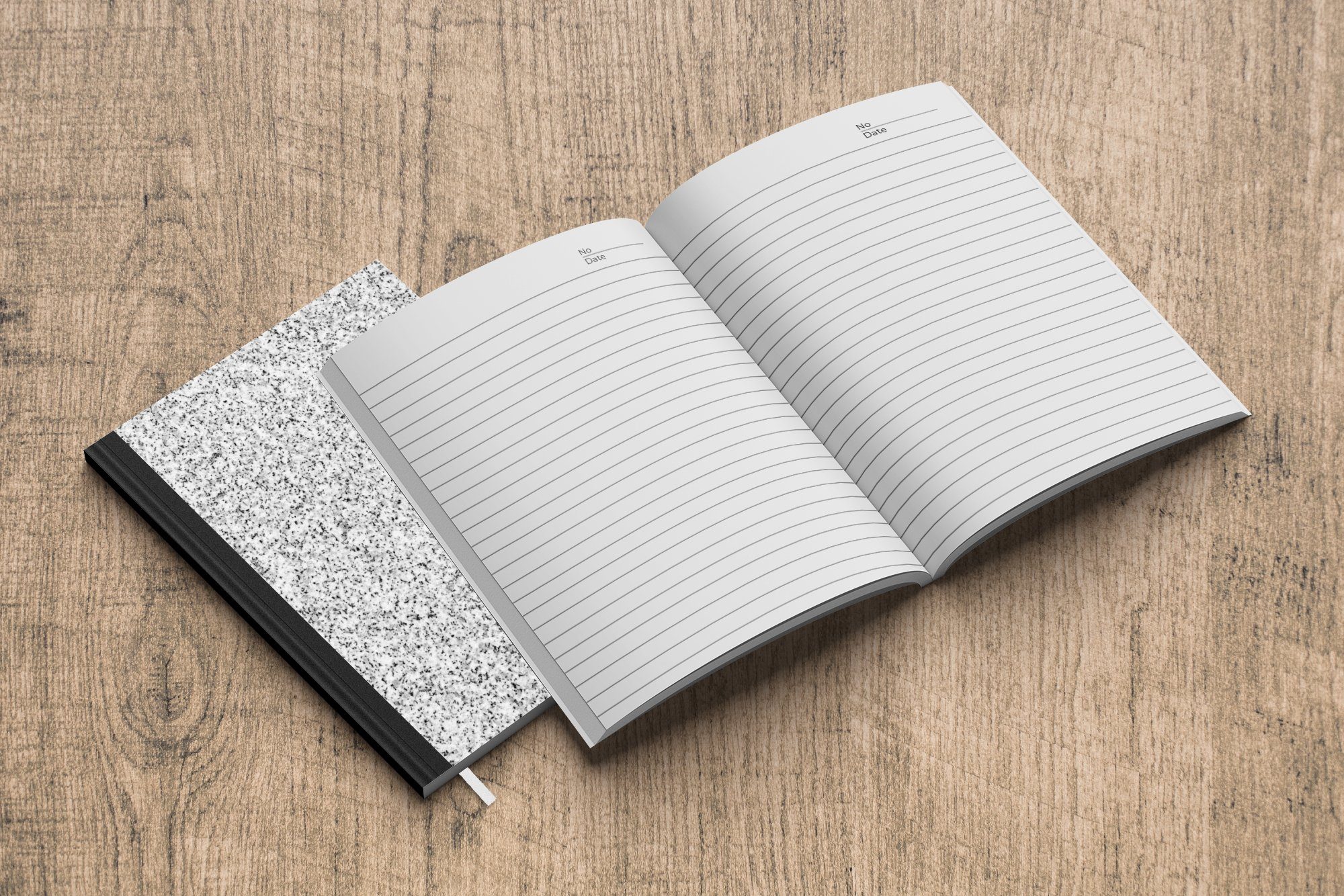 MuchoWow Notizbuch Granit 98 Weiß Grau, Seiten, - Merkzettel, Schwarz Haushaltsbuch Journal, Gemustert A5, Notizheft, - - - Tagebuch
