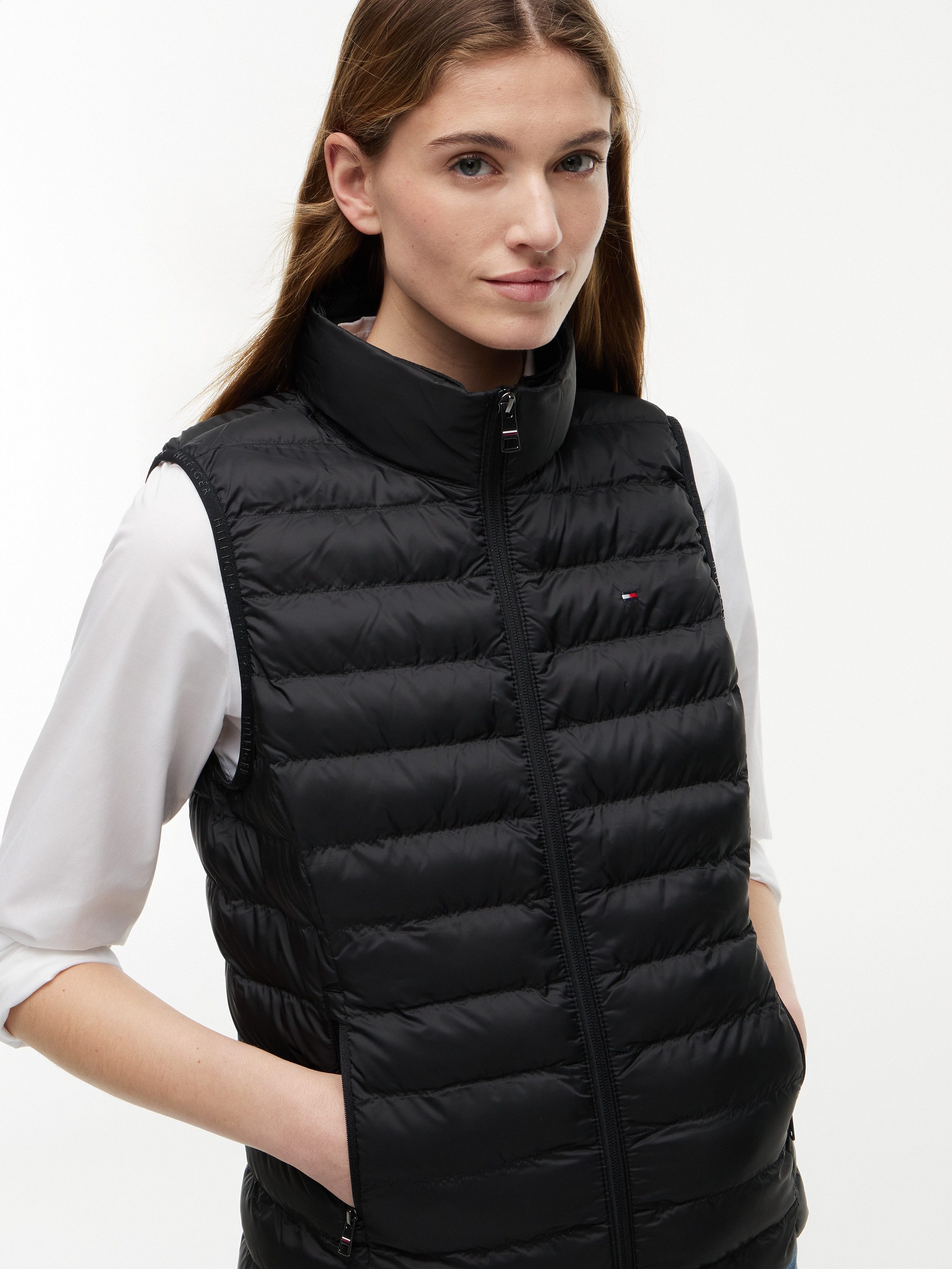 Tommy Hilfiger Steppweste LW PADDED GLOBAL STRIPE VEST (Global Serie TH WOMEN) abnehmbare Kapuze, Übergangsweste