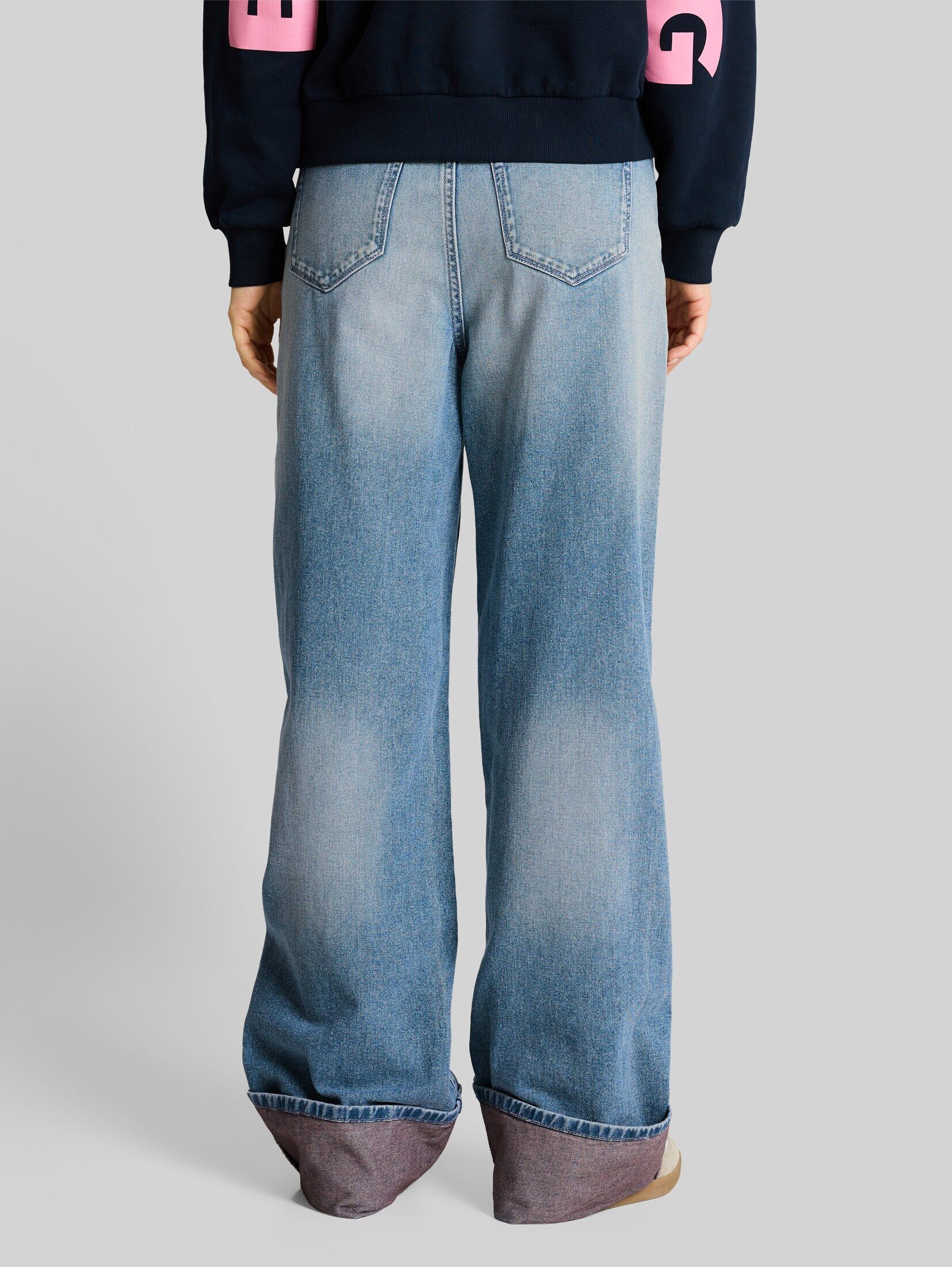 TOM TAILOR Denim Weite Jeans Jeanshosen TTLINOU WIDE Jeans mit Turn-Up – Bild 4 von 5