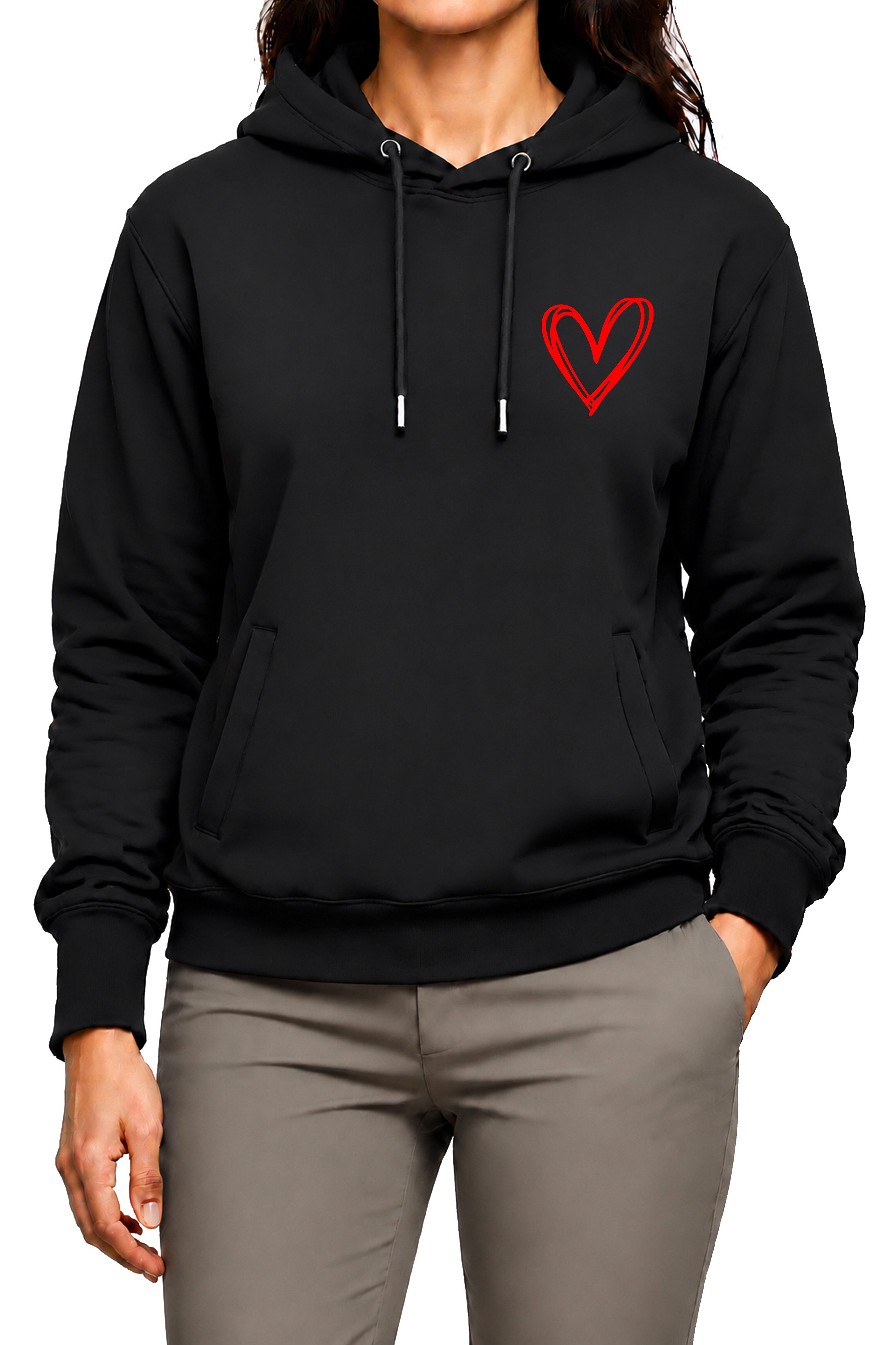 Banco Hoodie Damen Love Liebe Herz Kapuzenpullover Langarm Kapuzenpullover mit 2 Eingriffstaschen