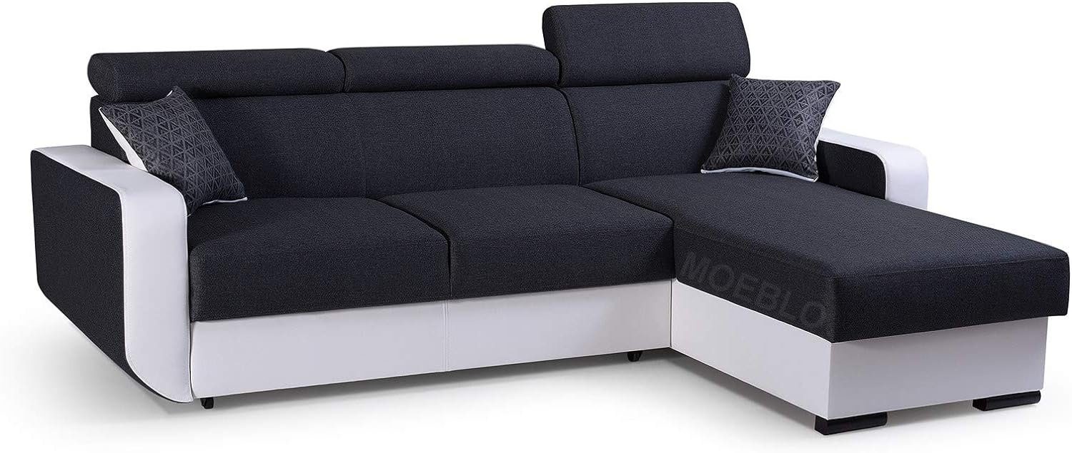 MOEBLO Ecksofa Pedro, Eckcouch Sofa Couch Wohnlandschaft L-Form Polsterecke - 236x165x97 cm, mit Schlaffunktion, mit Bettkasten
