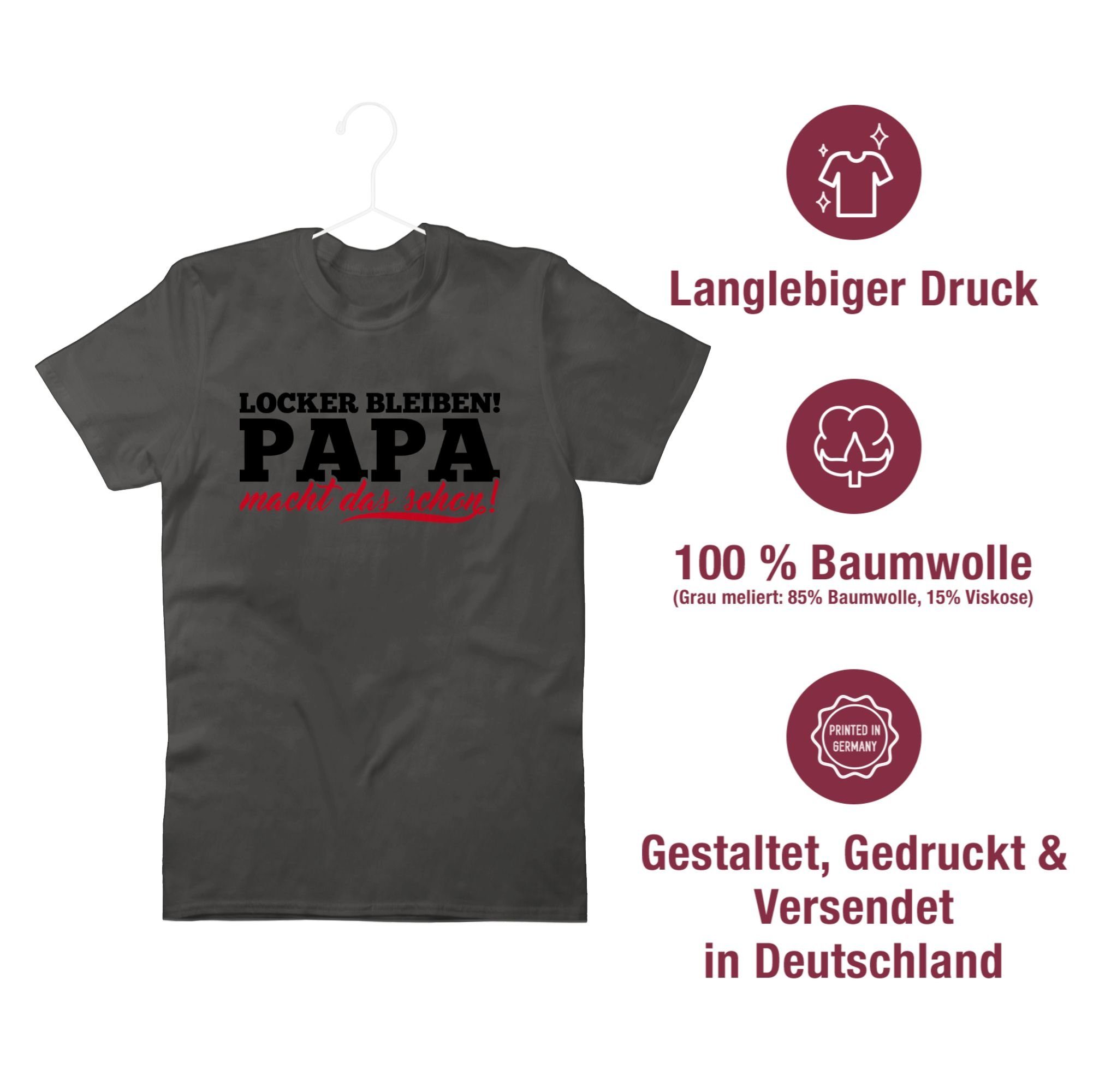 das Geschenk 1 schon Dunkelgrau Papa Locker bleiben Papa Shirtracer für Vatertag macht T-Shirt