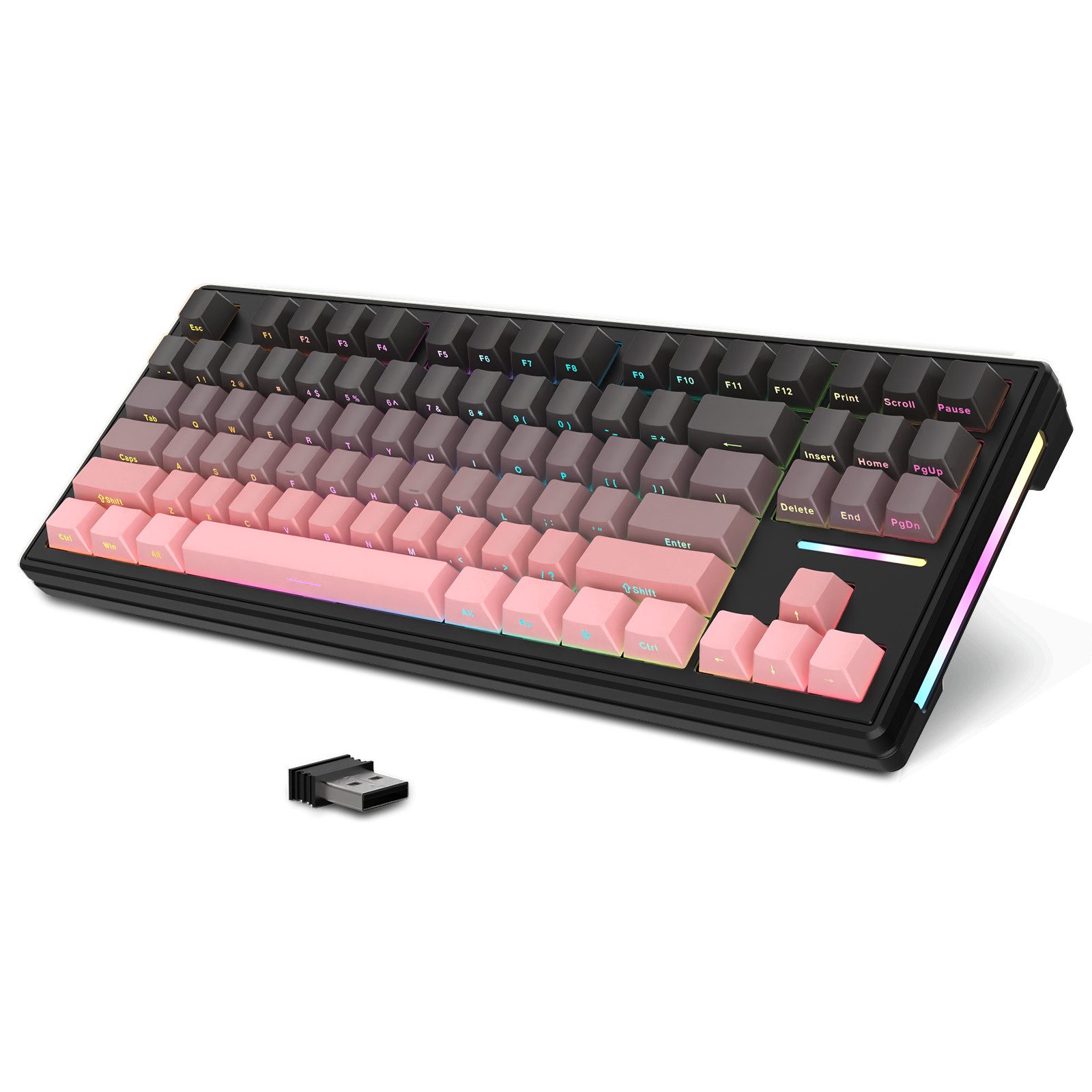 ATTACK SHARK M87 80% Kabellose Gaming-Tastatur, 27 RGB, TKL,Hot-Swap-Linearschalter Gaming-Tastatur (PBT-Tastenkappe,Anti-Ghosting)